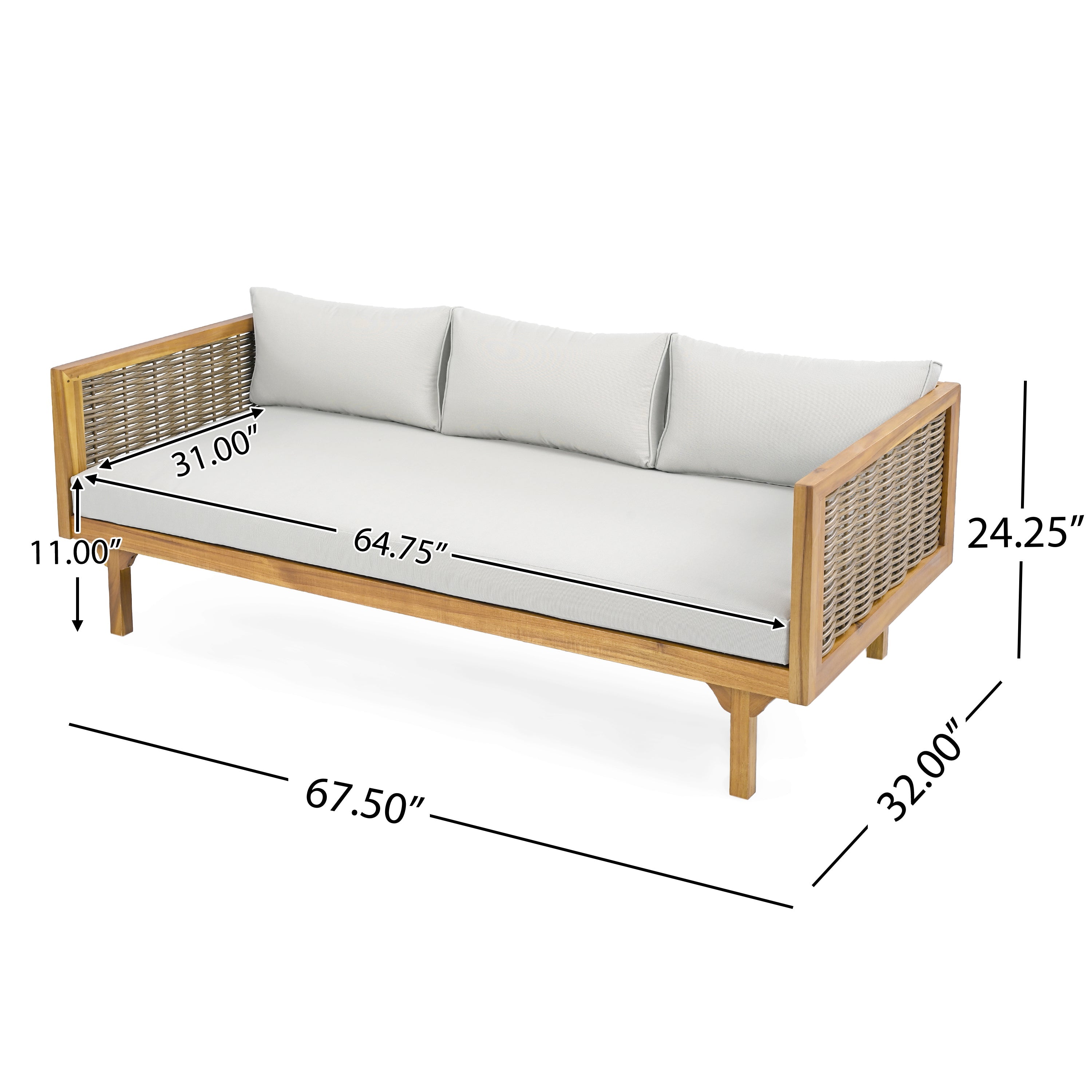 PATIO FURNITRE SETS : CLAREMONT 3 SEATER DAYBED + ACACIA WOOD TABLE