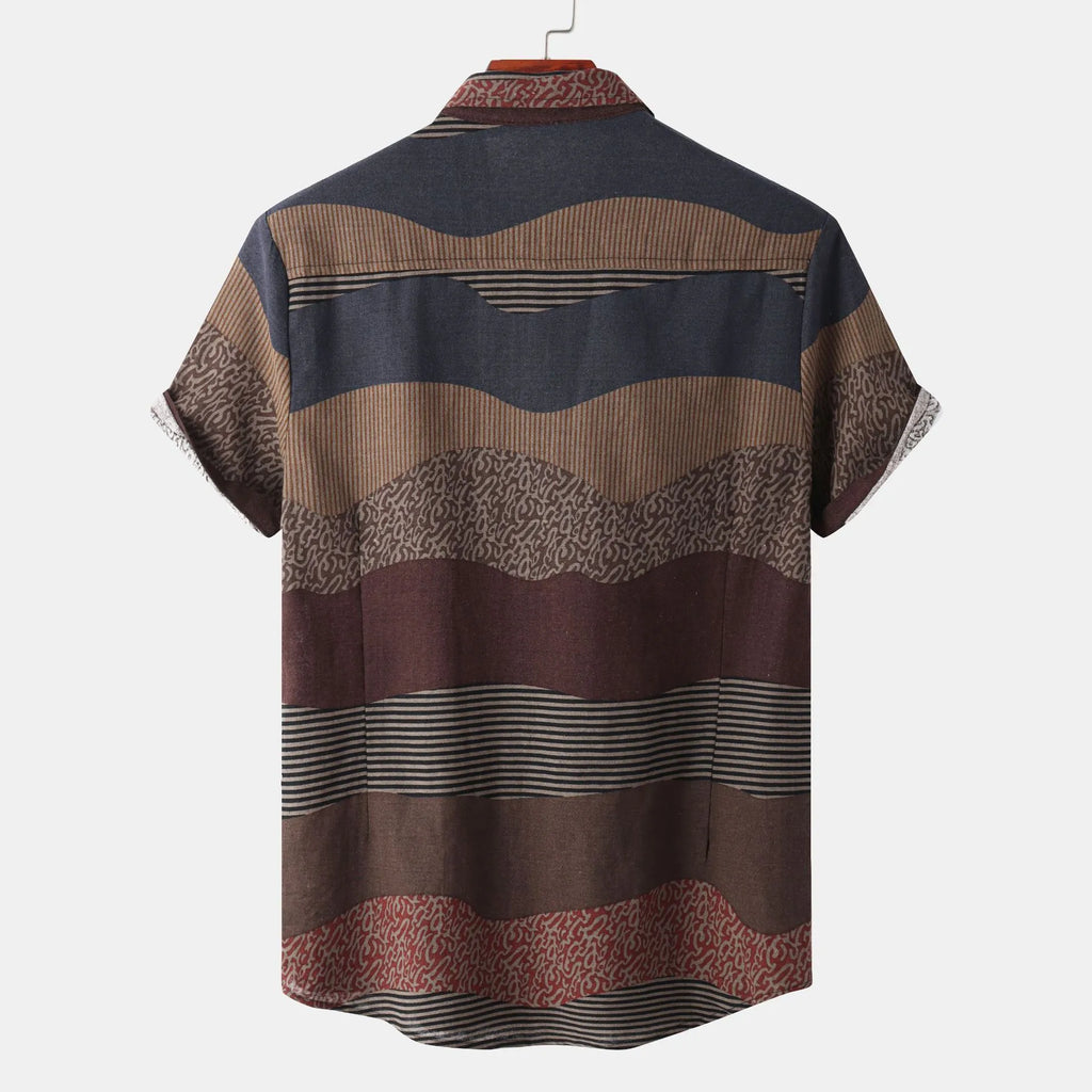 Color Block Short Sleeve Casual Shirt