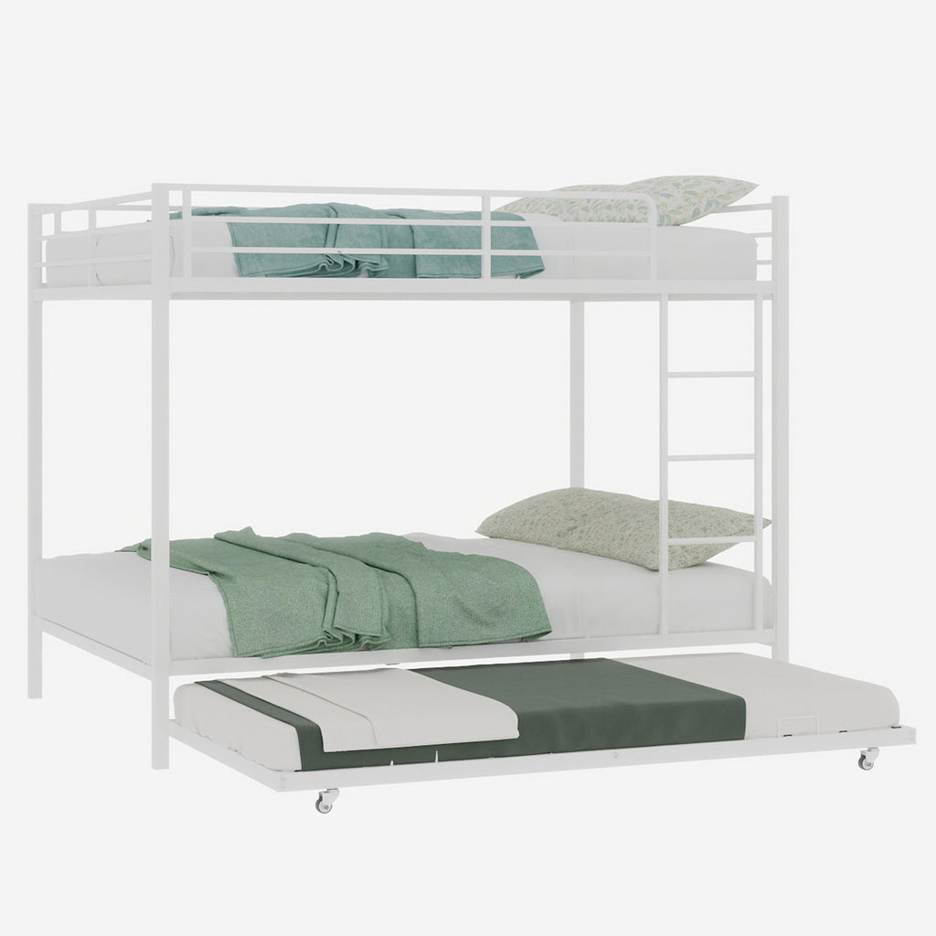 Durable Square Tube Iron Bunk Bed Featuring Safety Rails, Modern Minimalist Look, Ideal for Kids Room, Guest Room or Shared Space, Easy Assembly & Long - Lasting Performance-Full size: 137cm × 190cm