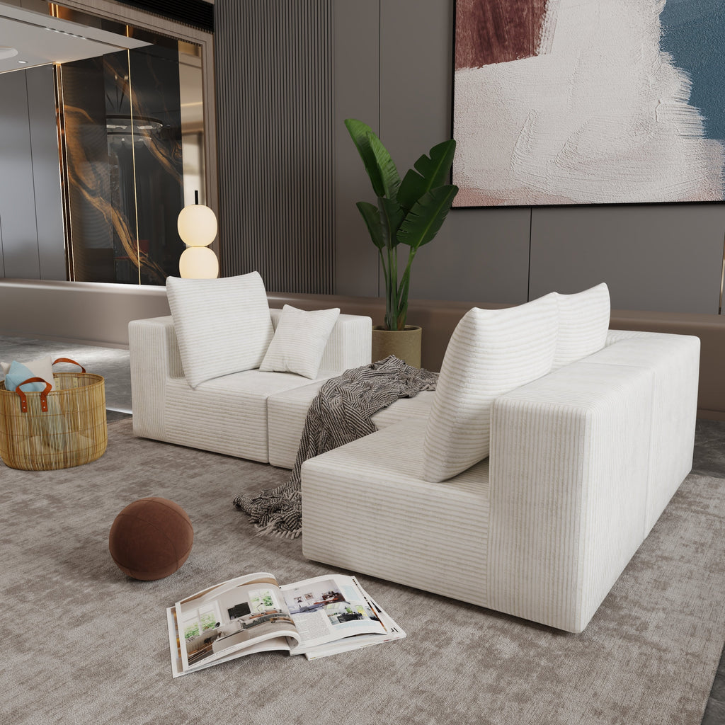 Corner combination sofa, sectional sofa ,couch sofa,sofa bed, made of high-density sponge and soft plush fabric, with multiple combinations available(beige)