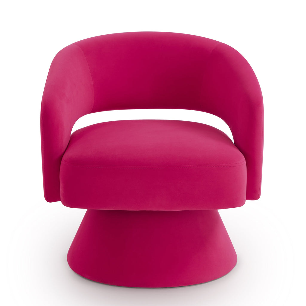 Modern Swivel Barrel Chair, Upholstered Velvet Round  Accent Chairs,360 Degree Comfy Swivel Chair with Open Backrest, Single Chair Armchair for Living Room Bedroom, Homerest, Rose Pink