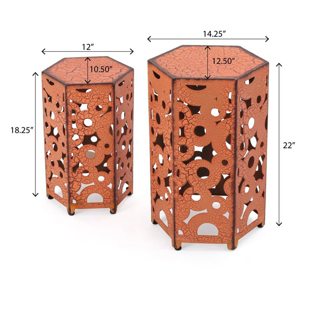 SELVA Accent Table Set - Iron Construction - Orange