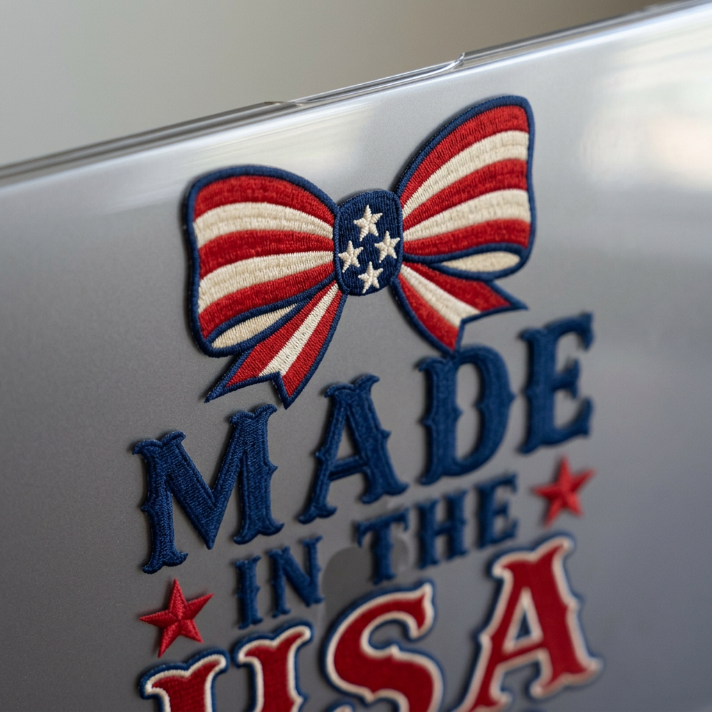 Patriotic Made in the USA Clear MacBook Case, Americana Laptop Cover with Bow, Red White Blue MacBook Shell, Vintage USA MacBook Protector