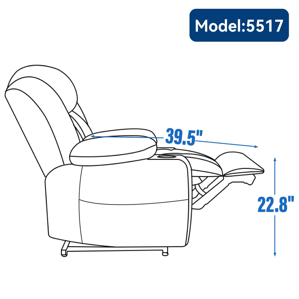 Up to 350 LBS Chenille Power Lift Recliner Chair, Heavy Duty Motion Mechanism with 8-Point Vibration Massage and Lumbar Heating, USB and Type-C Ports, Stainless Steel Cup Holders, Blue