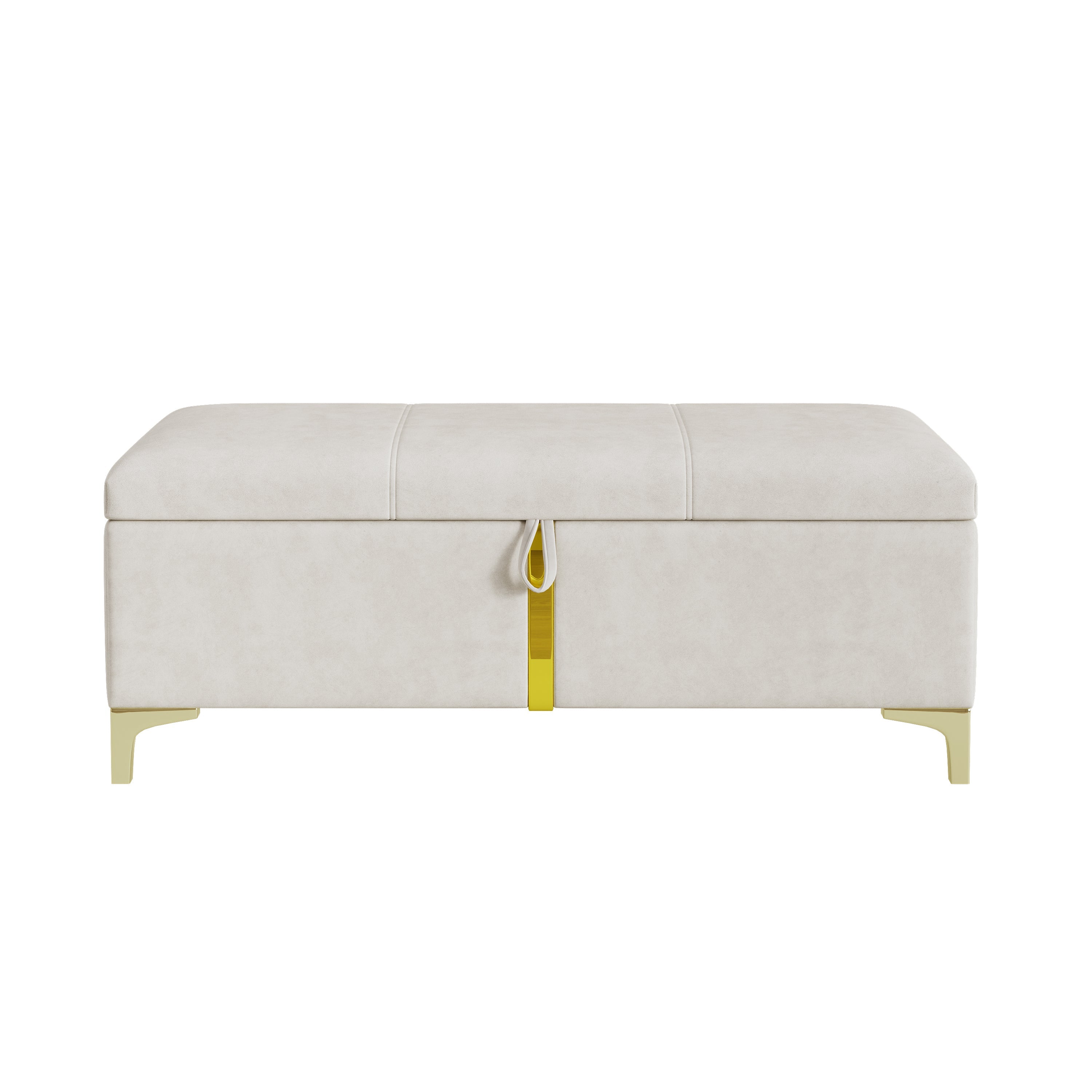 2-Pieces Bedroom Sets,Queen Size Upholstered Platform Bed with Hydraulic Storage System,Storage Ottoman with Metal Legs,Beige(Old SKU:N733S207778A)