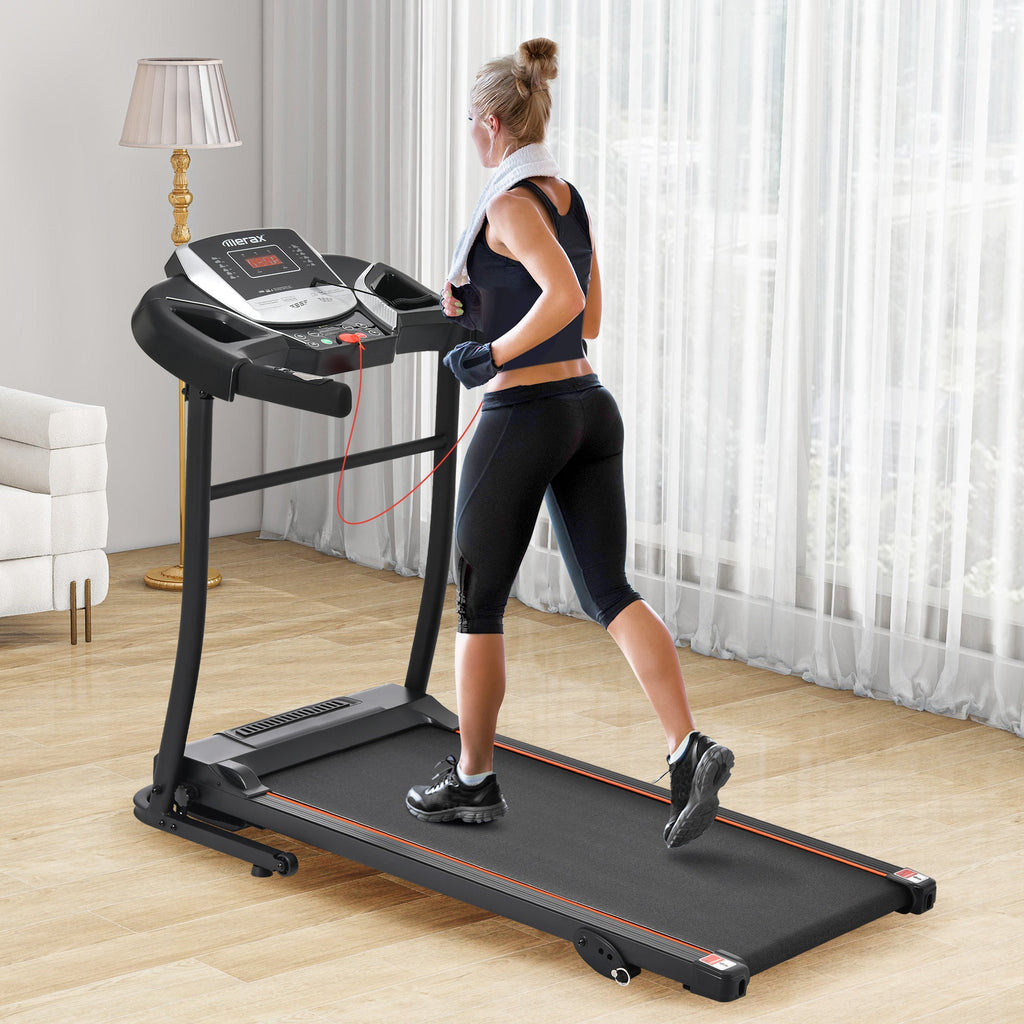 Treadmills for Home, Folding Treadmill with Incline and Heart Rate Sensor, 2.5HP Quiet Brushless with USB Charge Station, Small Space Portable Running Walking Machine, 300lbs Weight Capacity