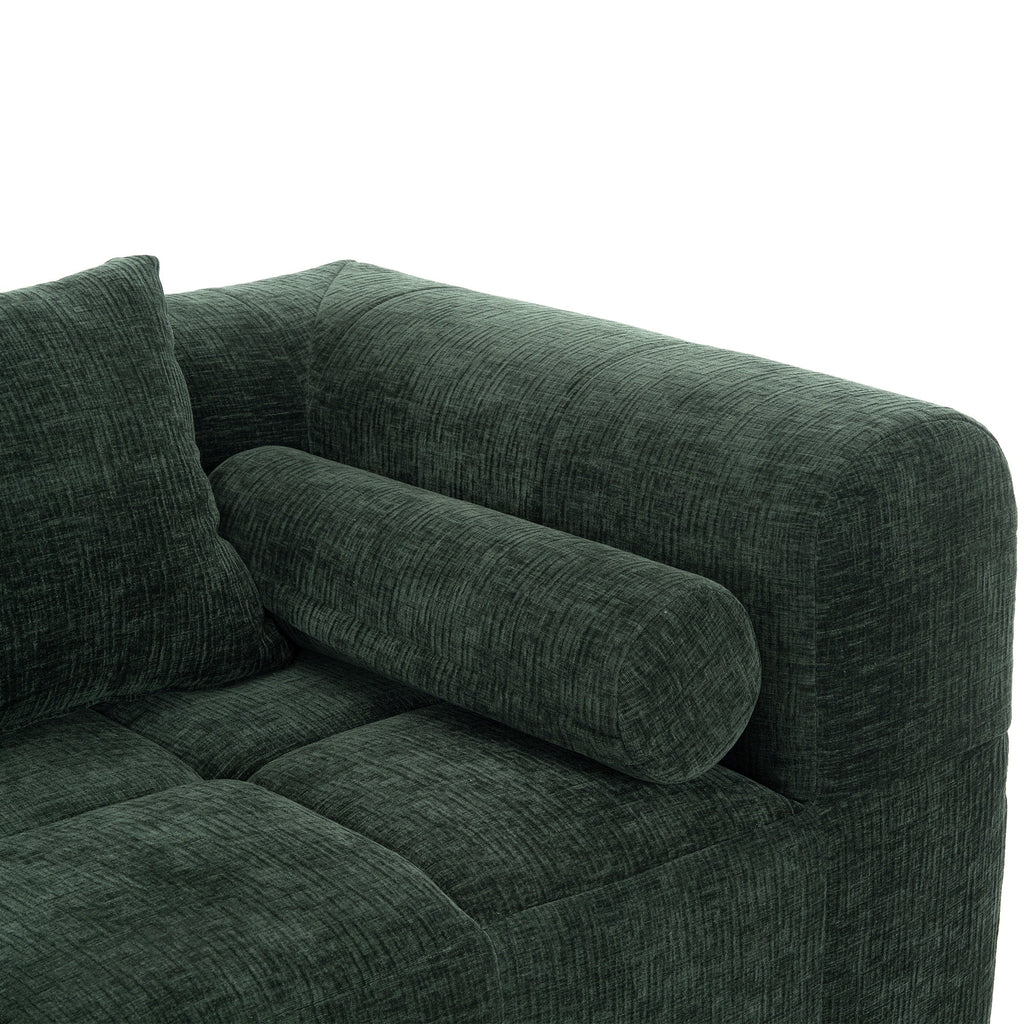 Modern Modular Sectional Sofa with Deep Seating, Green Chenille Fabric, 101.2'