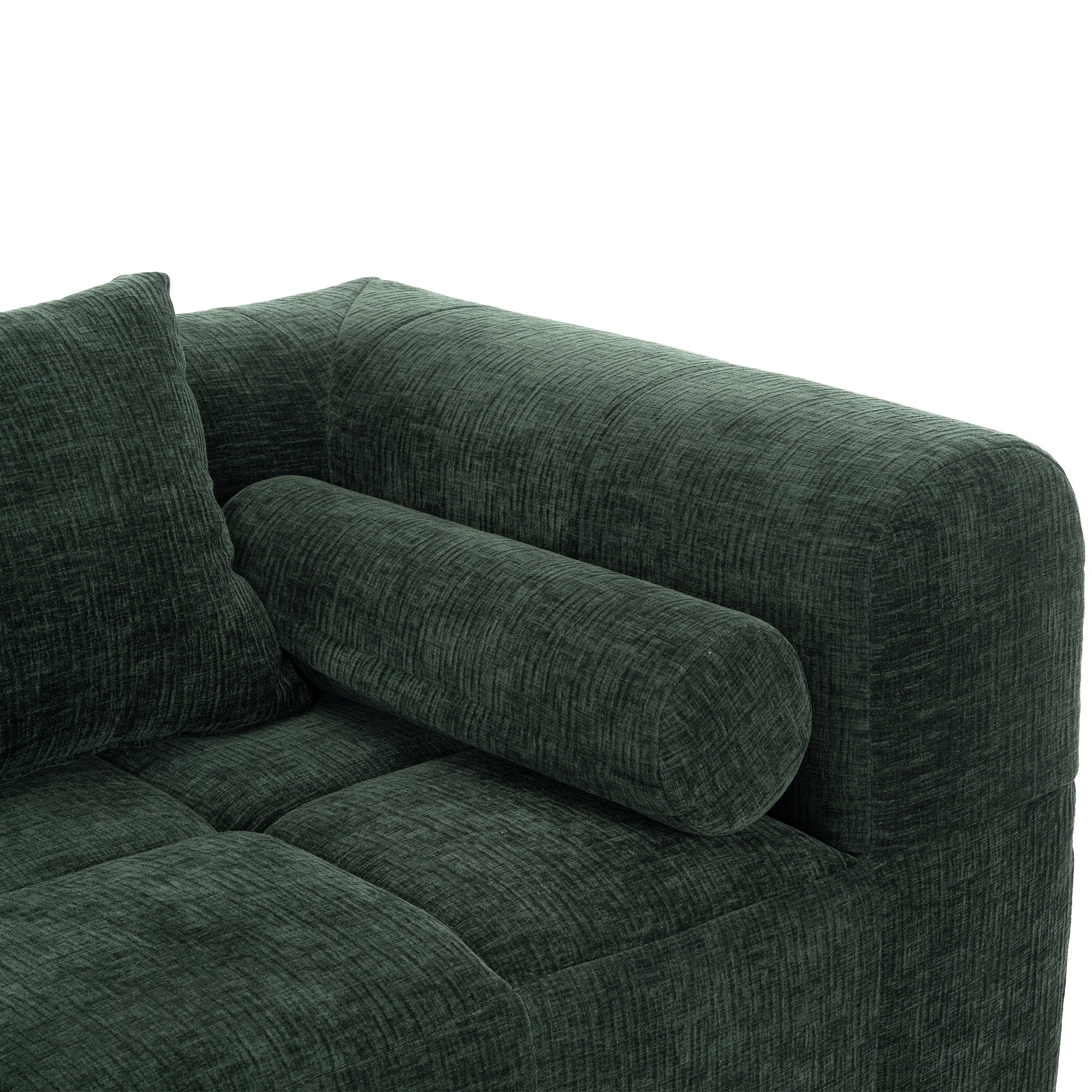 Modern Modular Sectional Sofa with Deep Seating, Green Chenille Fabric, 101.2'