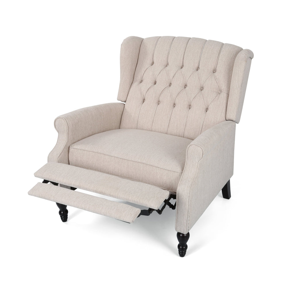 Push Back Recliner Chair Fabric Lounge Armchair Pushback Recliner with Rivet Decoration Wingback Single Sofa Chair with Padded Seat for Living Room, Bedroom 33.25D x 37.75W x 42.5H in