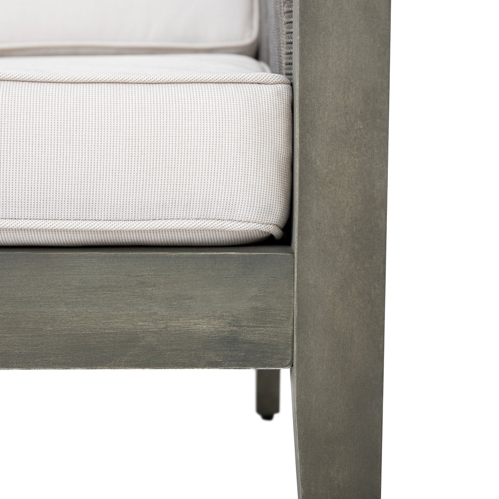 4-Pieces Acacia Wood Patio Furniture Set, Outdoor Furniture with Coffee Table, Patio Conversation Set Deep Seating with Soft Cushion, Porch Chairs for Garden, Backyard Porch Balcony, Grey & Beige