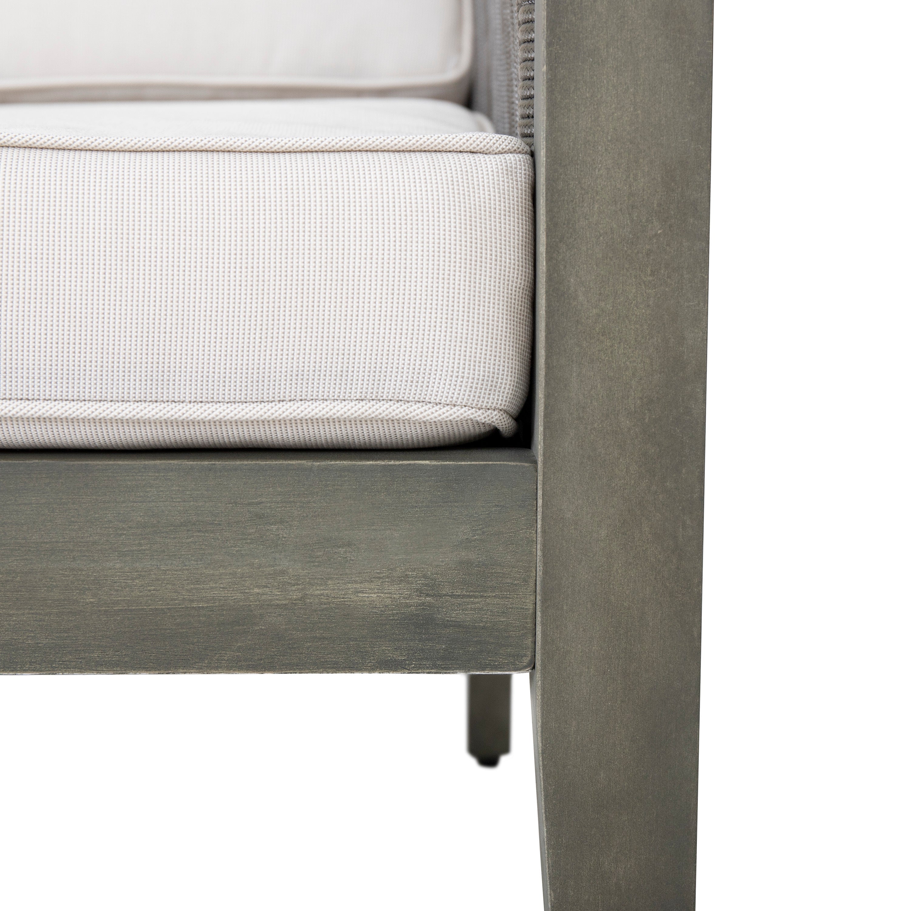 4-Pieces Acacia Wood Patio Furniture Set, Outdoor Furniture with Coffee Table, Patio Conversation Set Deep Seating with Soft Cushion, Porch Chairs for Garden, Backyard Porch Balcony, Grey & Beige