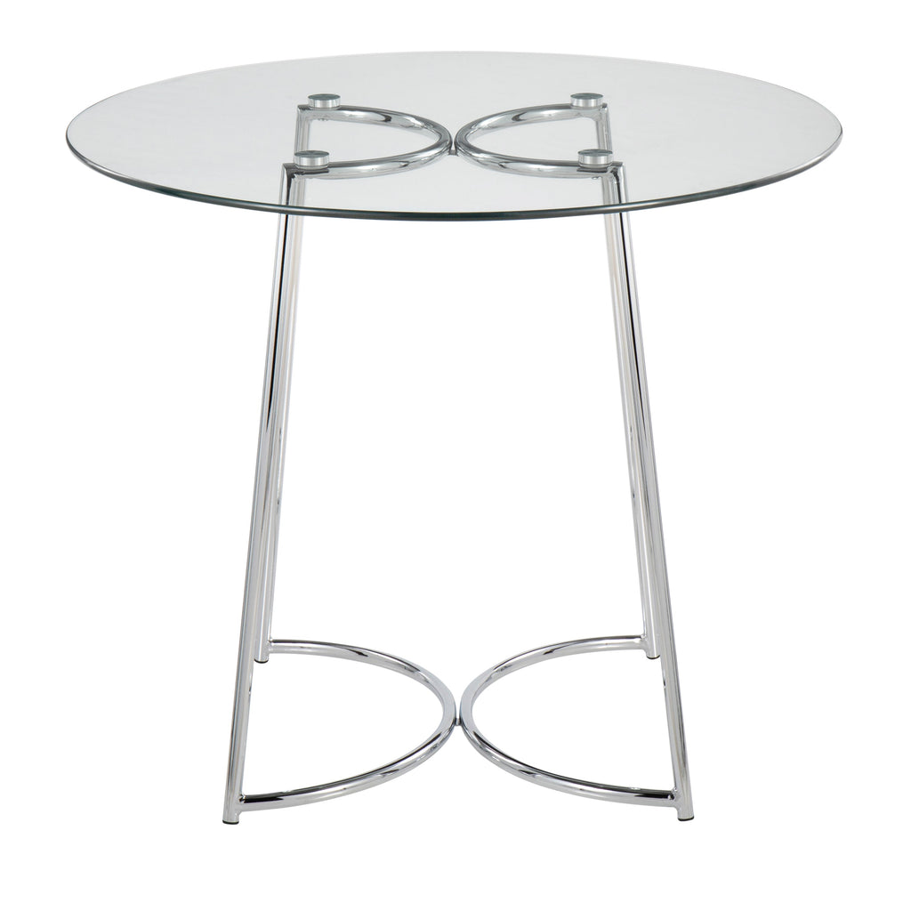 Cece Contemporary Dinette Table in Chrome with Clear Glass Top by LumiSource