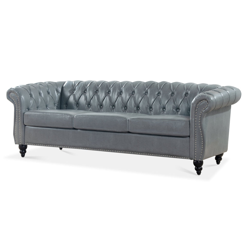84.65' Rolled Arm Chesterfield 3 Seater Sofa.
