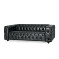 Mirod Comfy 3-Seat Sofa with Wooden Legs, PU Upholstery, Black, 83.5'' Width