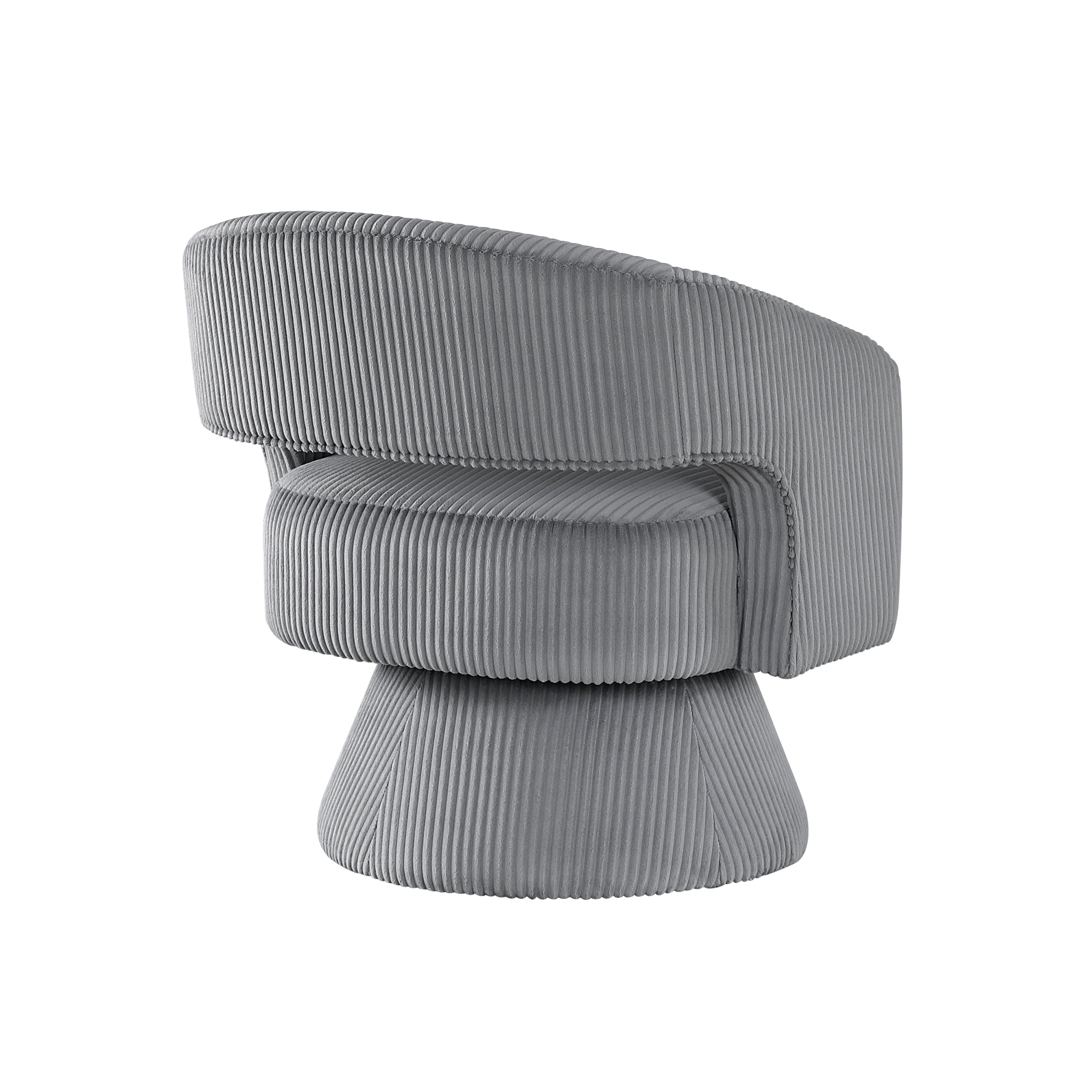 Modern Luxurious Swivel Accent Chair Dark Gray Soft Corduroy Upholstery Plush Seating Solid Wood Stylish Home Furniture 1pc