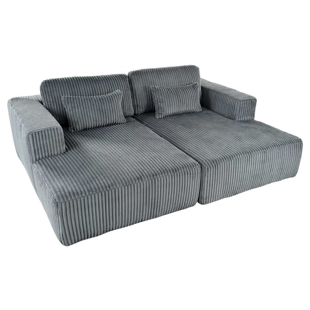 U_Style Corduroy Double Sofa Bed with 2 Pillows, Perfect for Living Rooms, Apartments, Offices