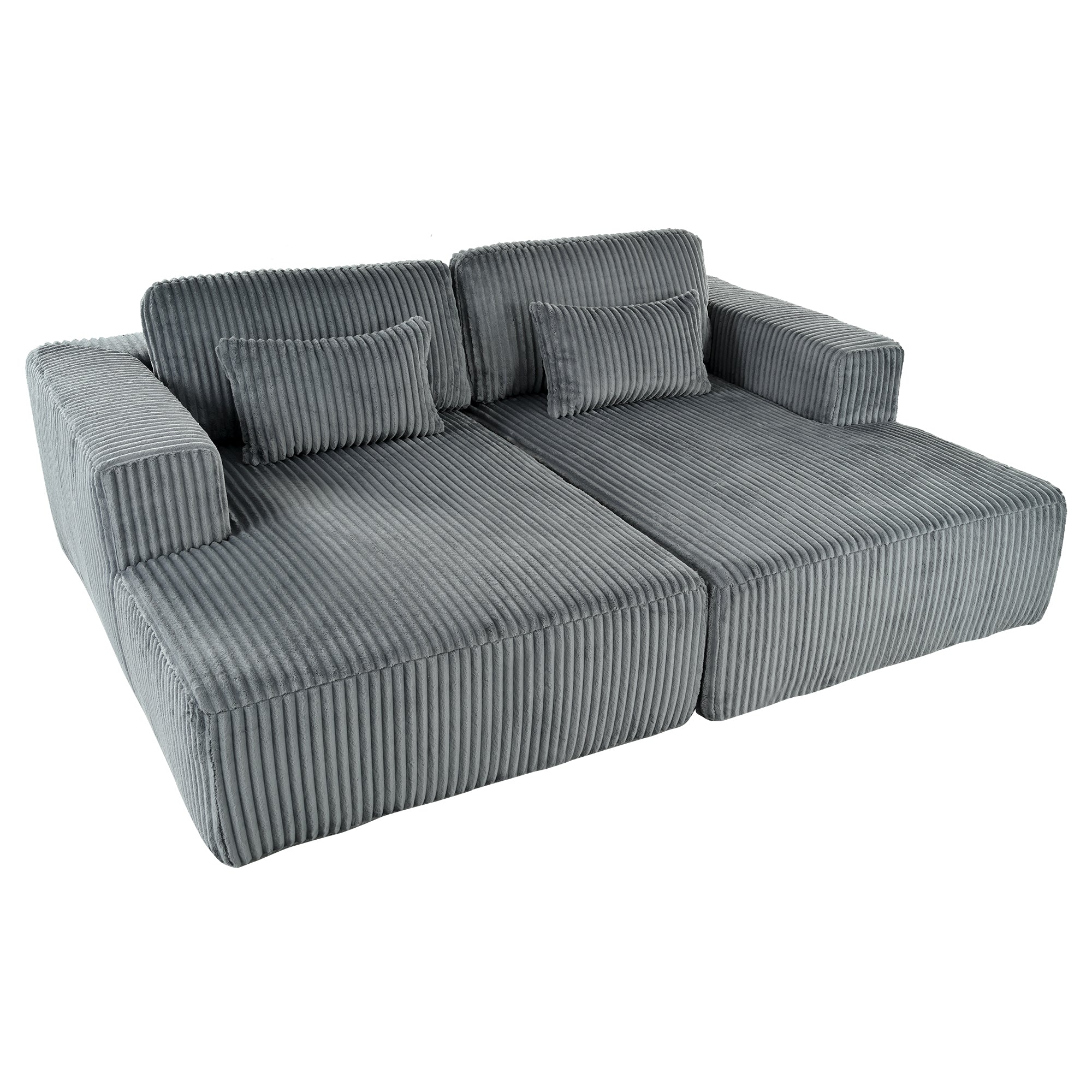 U_Style Corduroy Double Sofa Bed with 2 Pillows, Perfect for Living Rooms, Apartments, Offices