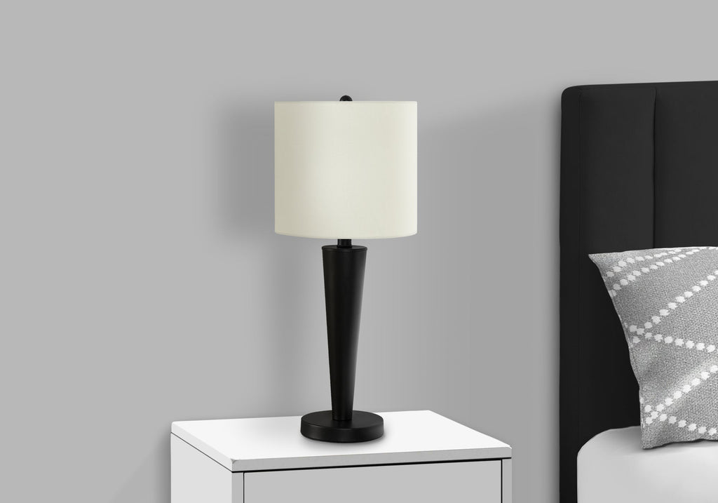 Lighting, Set Of 2, 24'h, Table Lamp, Usb Port Included, Black Metal, Ivory / Cream Shade, Contemporary