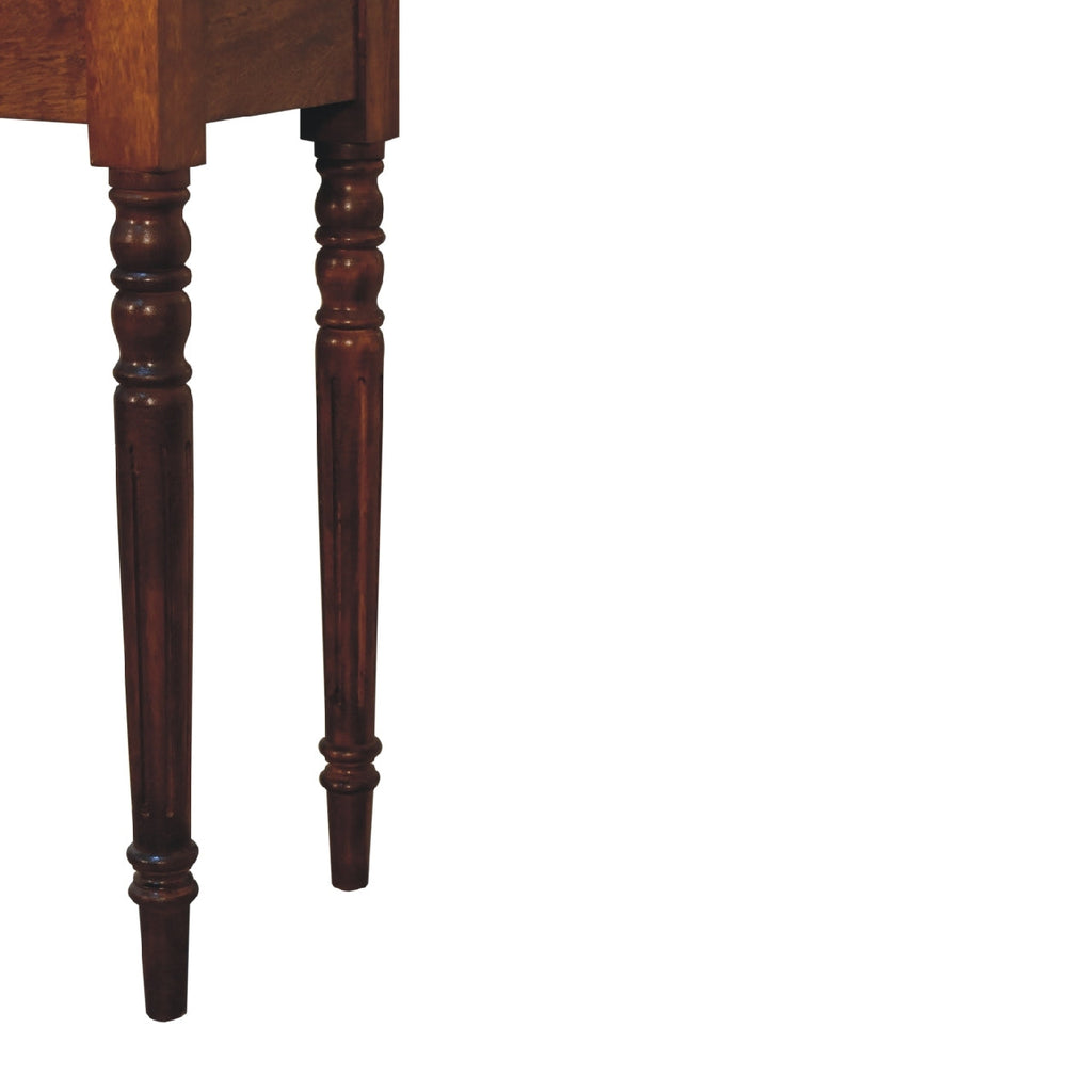 Artisan Furniture Solid Wood Chestnut Turned Leg Writing Desk, 1-Drawer, Brown
