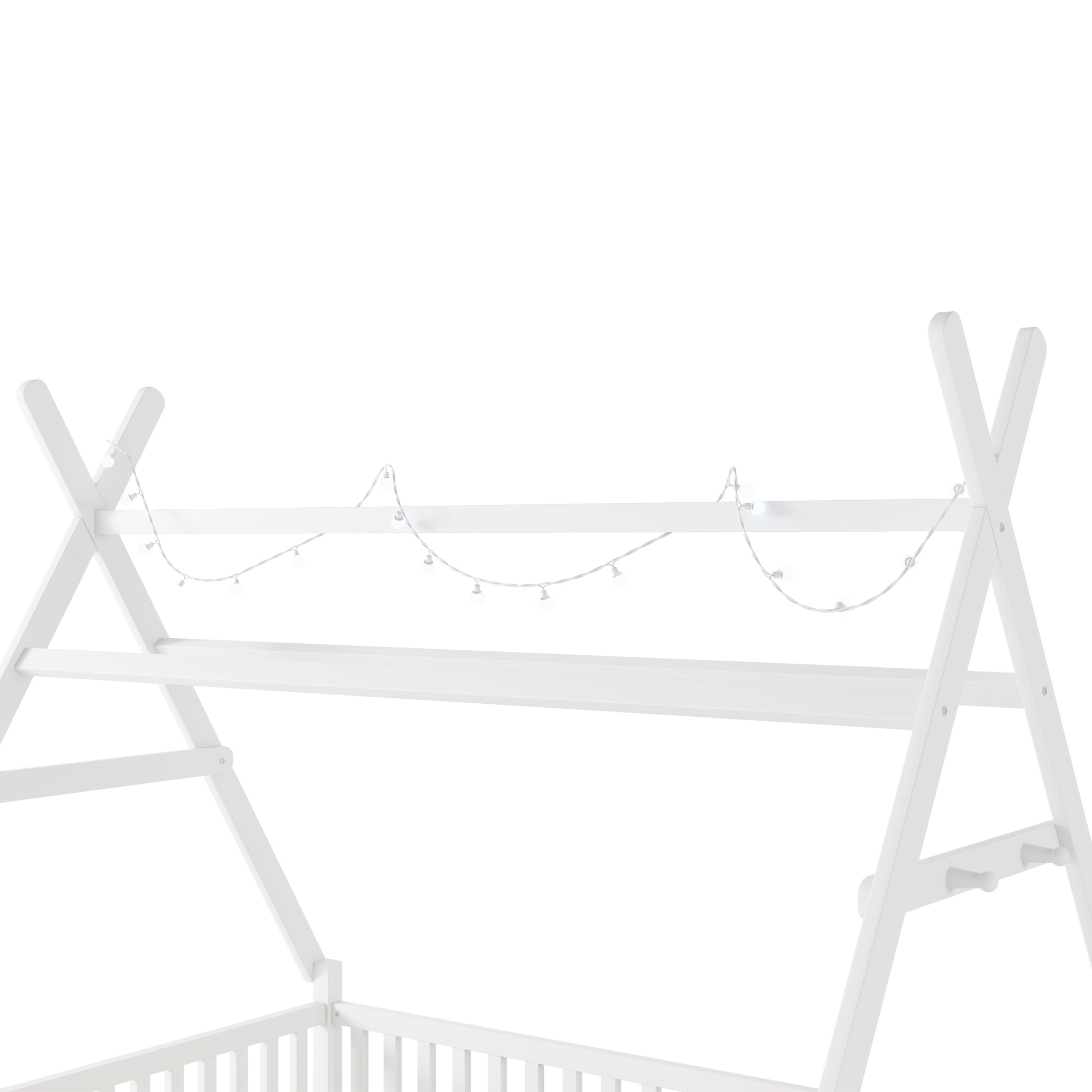 Full House Bed with Light, Low Floor House Bed with Fence and Roof for Kids Boys Girls,White(Expect arrive date 2025/7/20)
