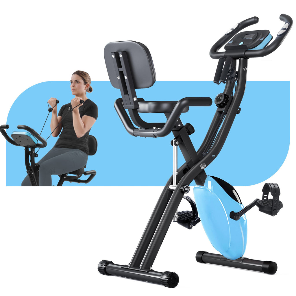 Exercise Bike,Workout Bikes for Home,Folding Stationary Bikes for Home with 16-Level Magnetic Resistance, 300LBS Capacity X-Bike Indoor Exercise Equipment with Heart Rate Sensor & LCD Monitor