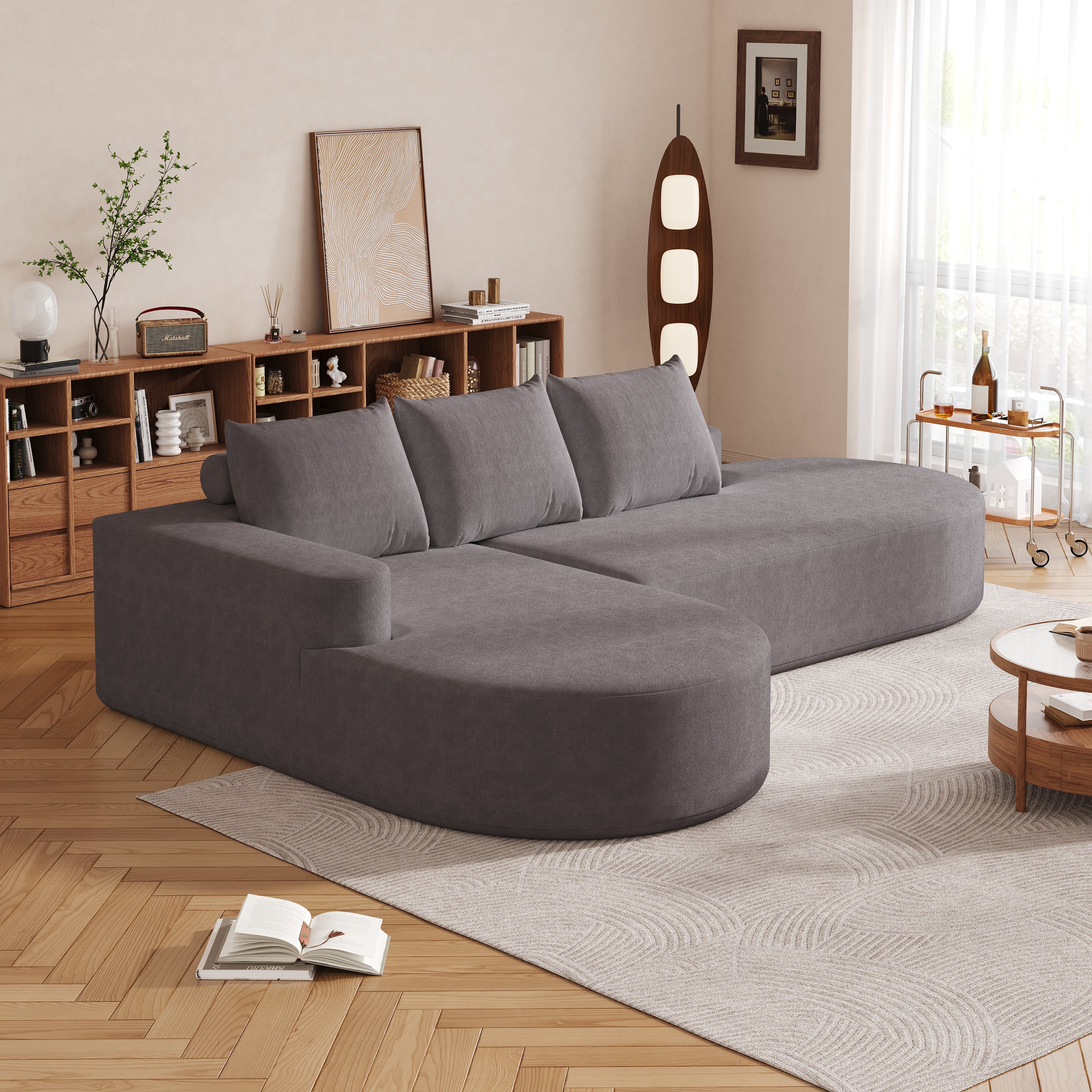 Modern Curved sofa ,Chenille Upholstered Sectional Sofa Couch Set,Modular 108.5' L Shaped Sectional Living Room Sofa Set With 3 Pillows,Free Combination Sofa Couch for Living Room,Bedroom