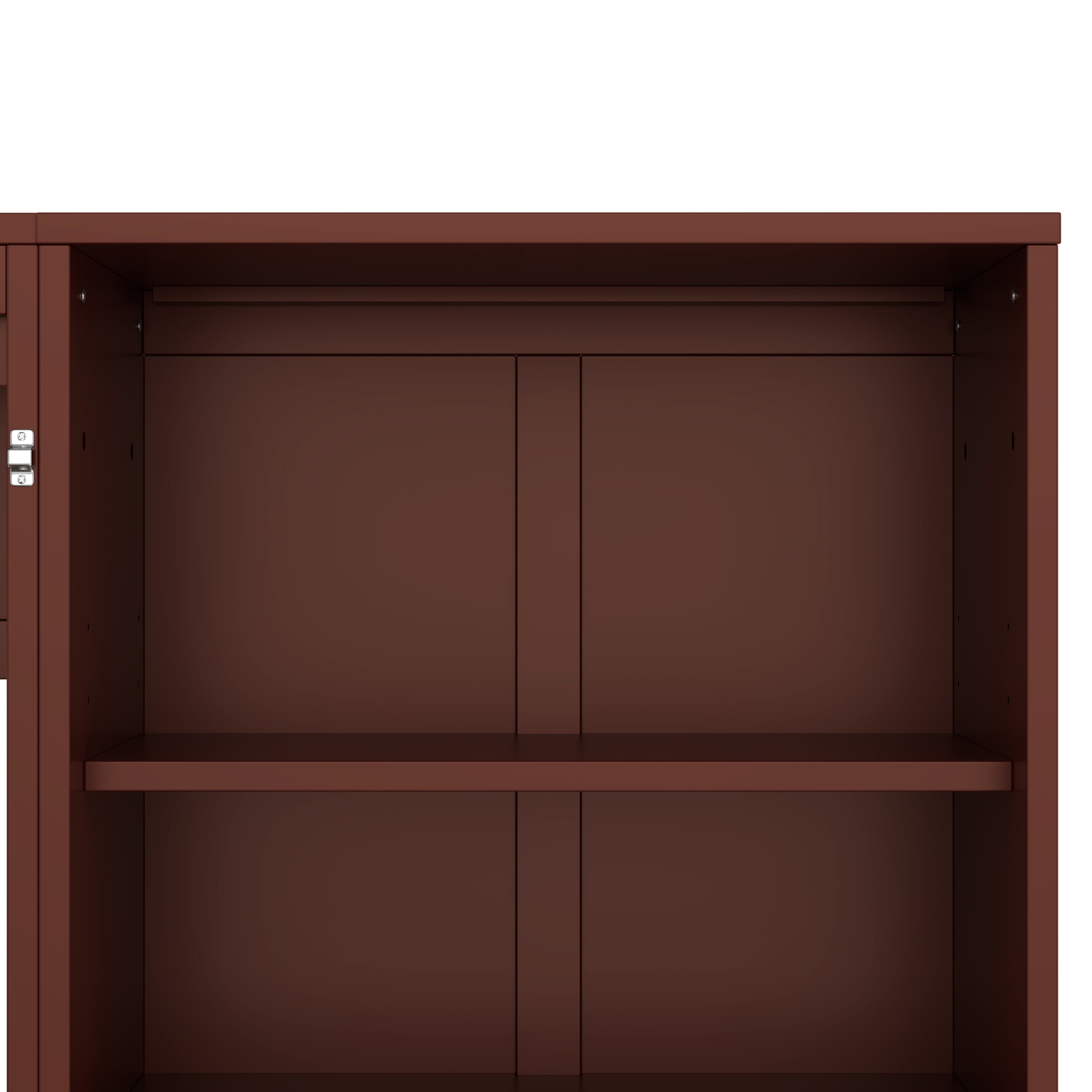 Queen Size Murphy Bed with Height Adjustable Storage Compartments and Shelf, Wall Bed Frame With 1 Drawer, Multifunctional Foldable Platform Bed for Small Space,Bedroom,Guest Room, Walnut