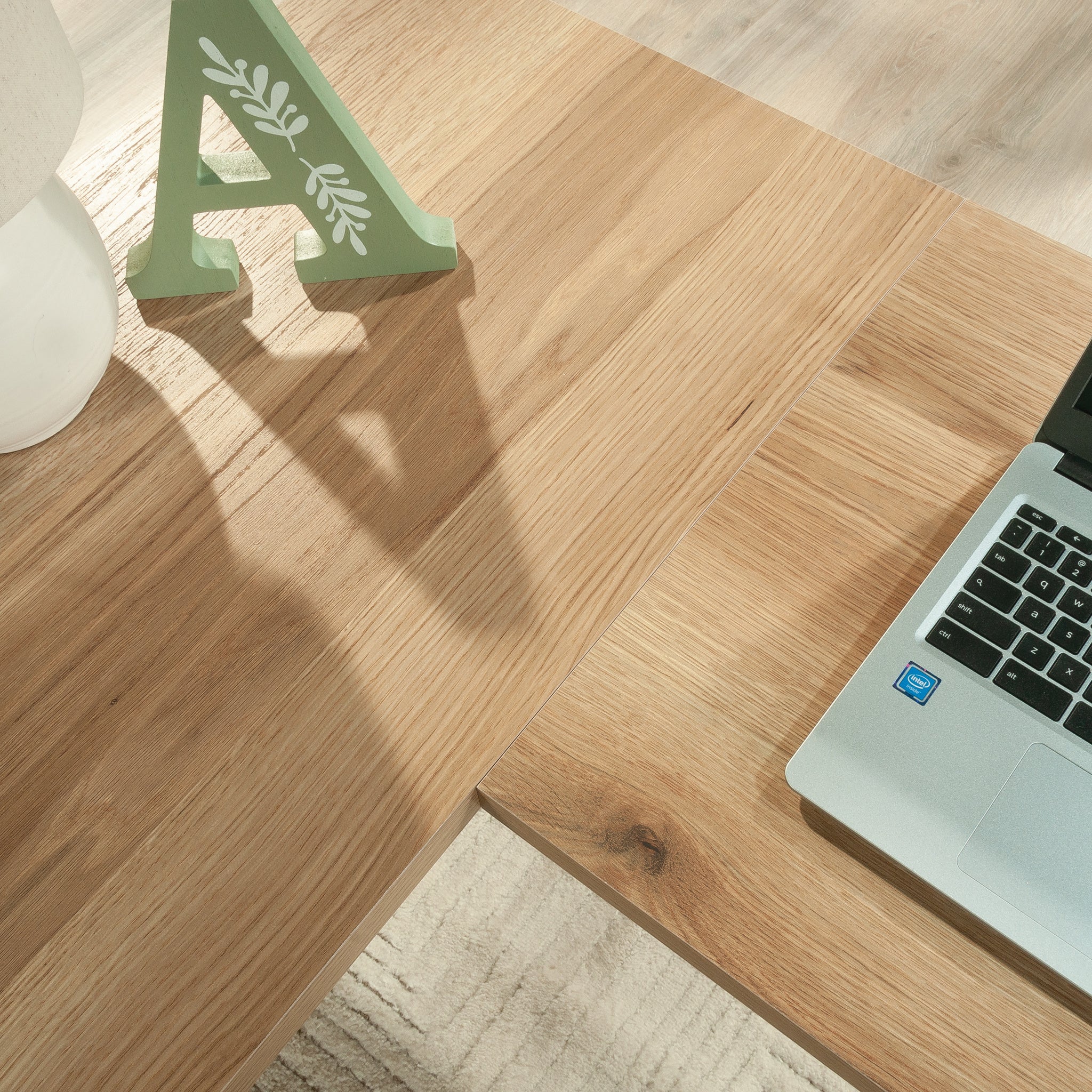 L-Shaped Desk, Brown finish