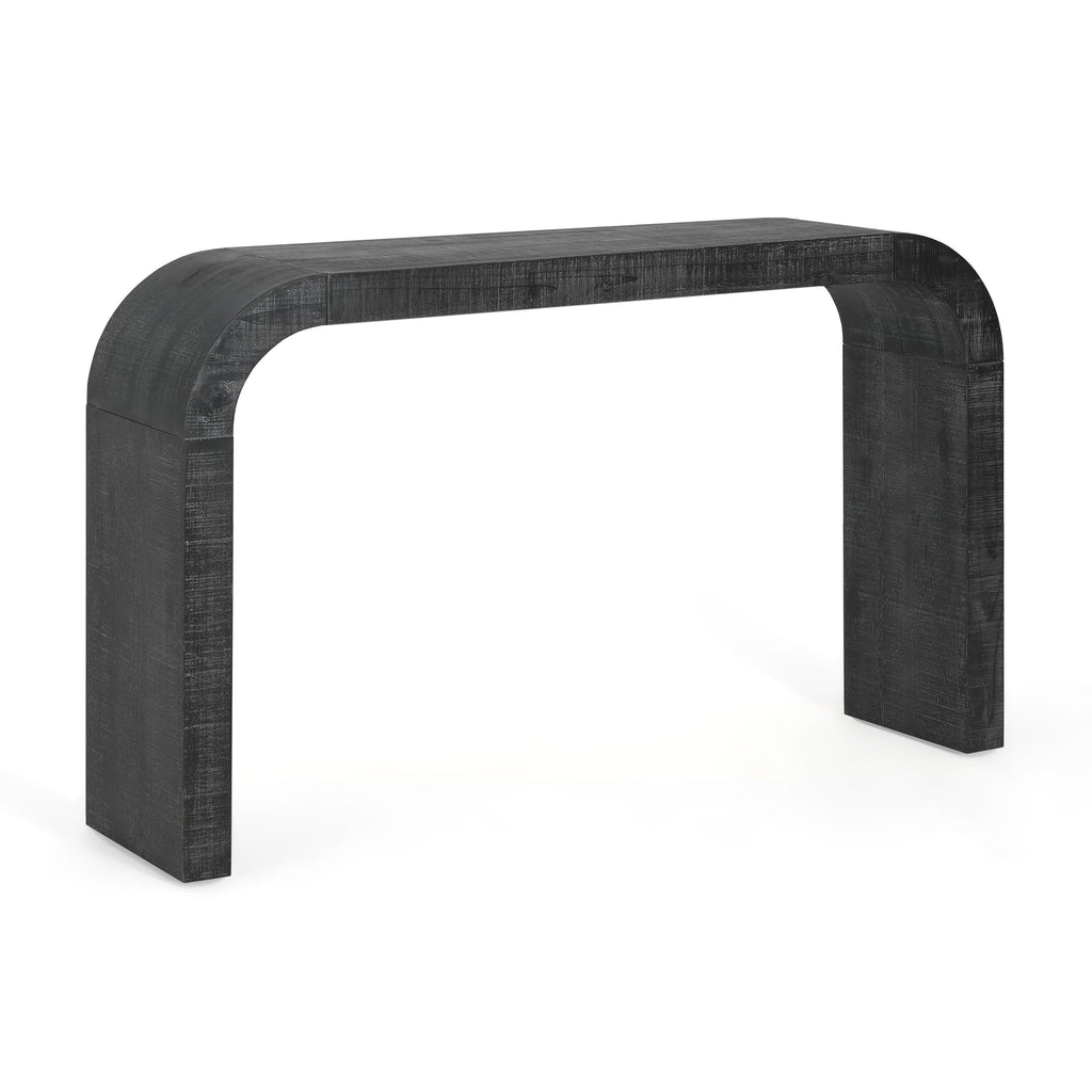Mirod 52' Wood Console Table with Curved Edge, Natural Texture, Perfect for Entryways and Living Rooms