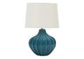 Lighting, 24'h, Table Lamp, Blue Ceramic, Ivory / Cream Shade, Transitional