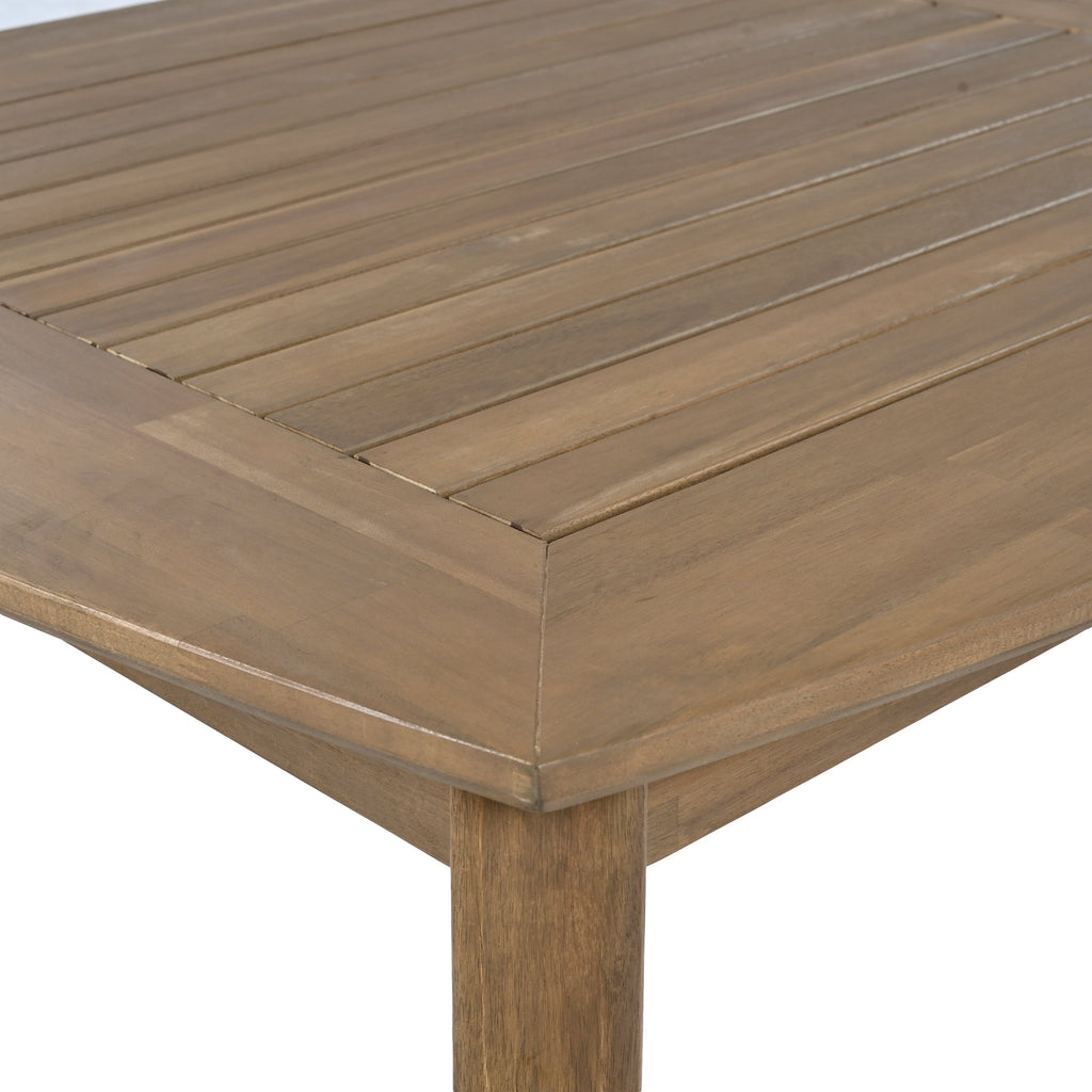 Acacia Wood Dining Table 8-Person Outdoor Table, Farmhouse Furniture for Patio, Garden, Backyard, Light Brown 180 LBS Weight Capacity 70.75'L