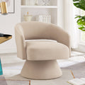 Modern Swivel Barrel Chair, Upholstered Velvet Round Accent Chairs,360 Degree Comfy Swivel Chair with Open Backrest, Single Chair Armchair for Living Room Bedroom, Homerest,Taupe ( Beige)