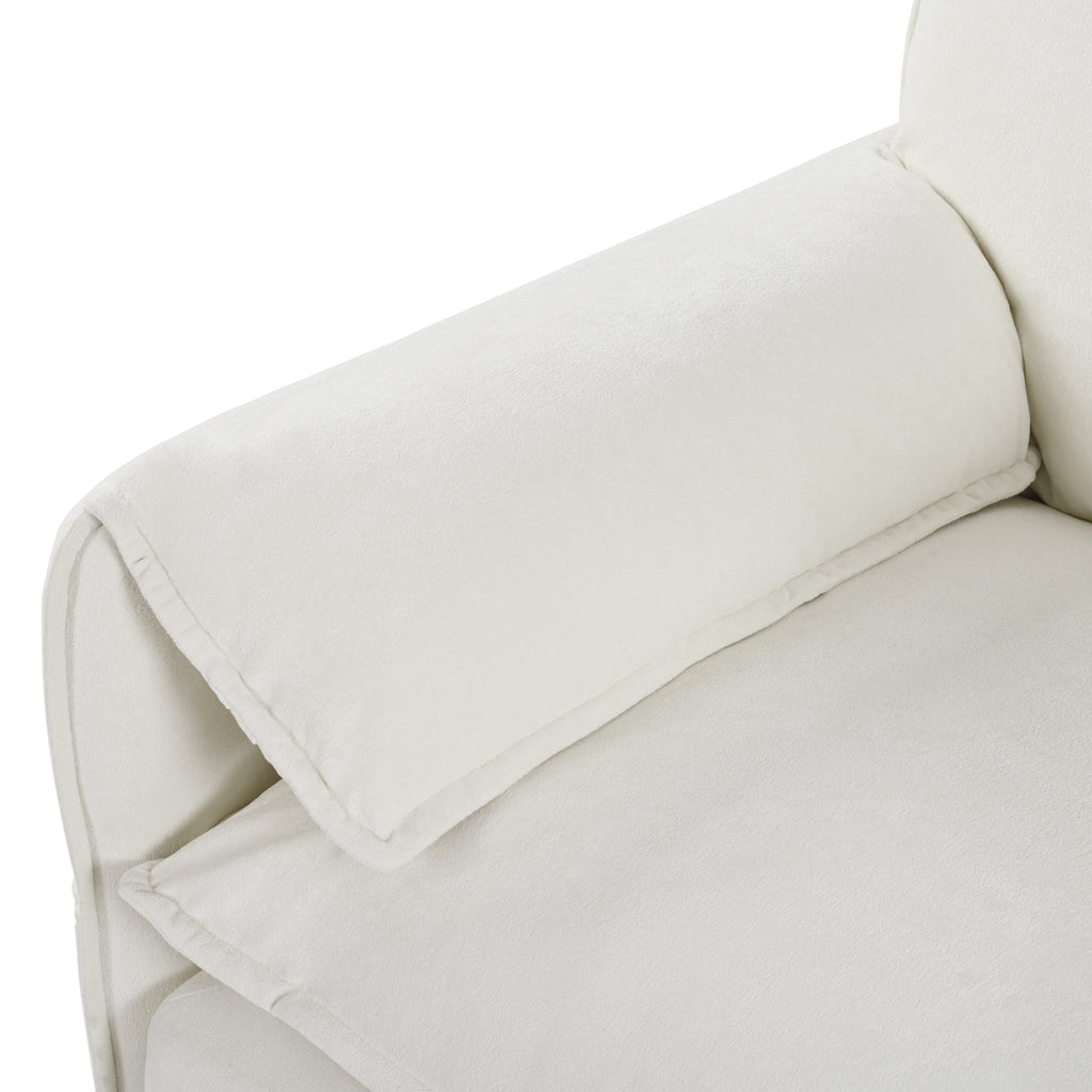 Oversized Deep Seat Sectional Cloud Sofa Sleeper with 3 Ottomans & Soft Pillows, Modular Couch Bed for Living Room, Apartment, DIY Combination Chenille,Beige