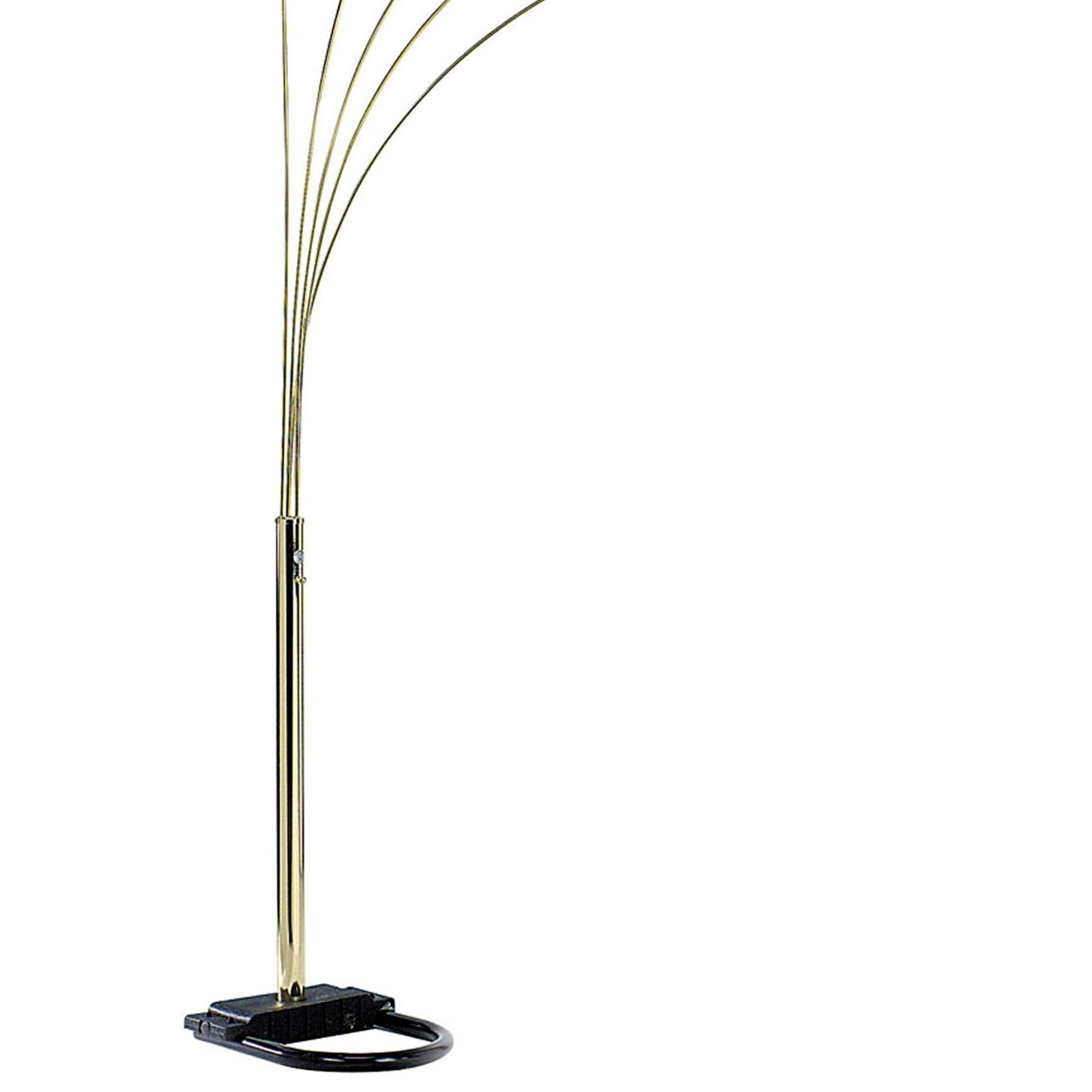 84' Tall Metal Floor Lamp with Polished Brass finish and 5 adjustable Arch Arms