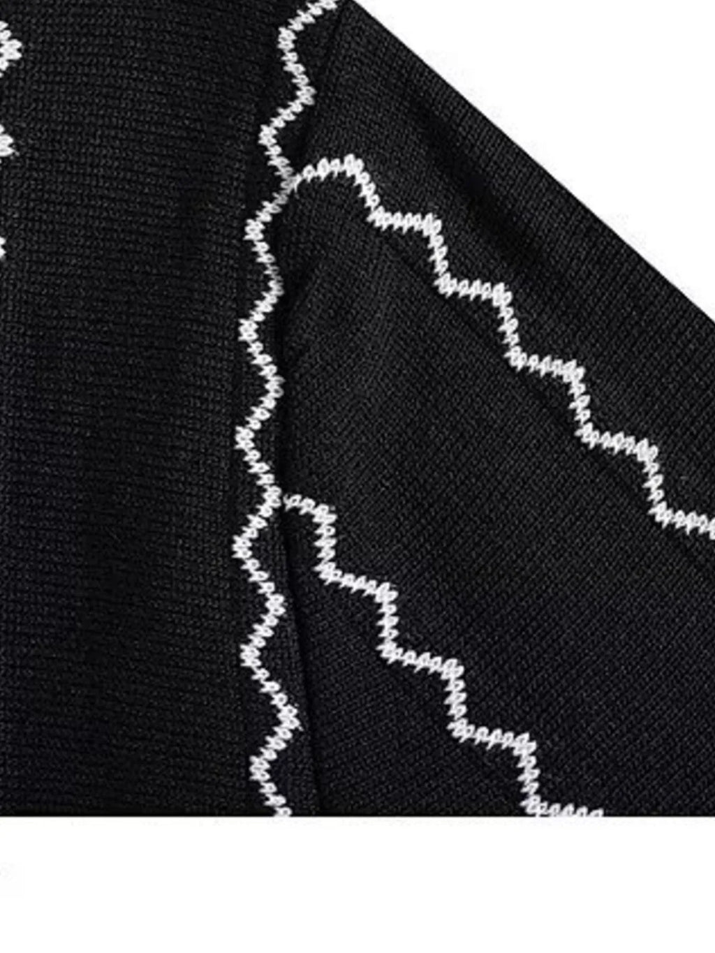 Zigzag Striped Knit Polo Plus Size