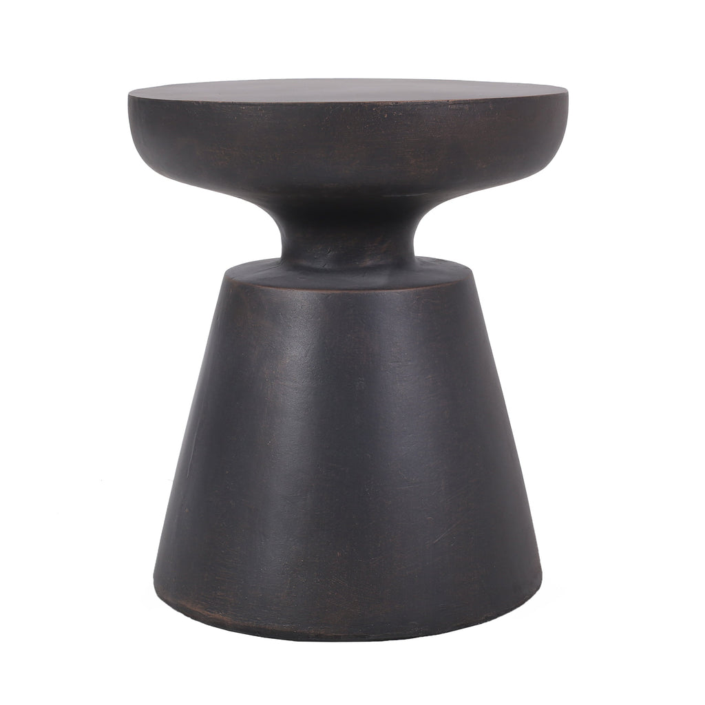 Outdoor Lightweight Concrete End Table with Half-sphere Top, Copper