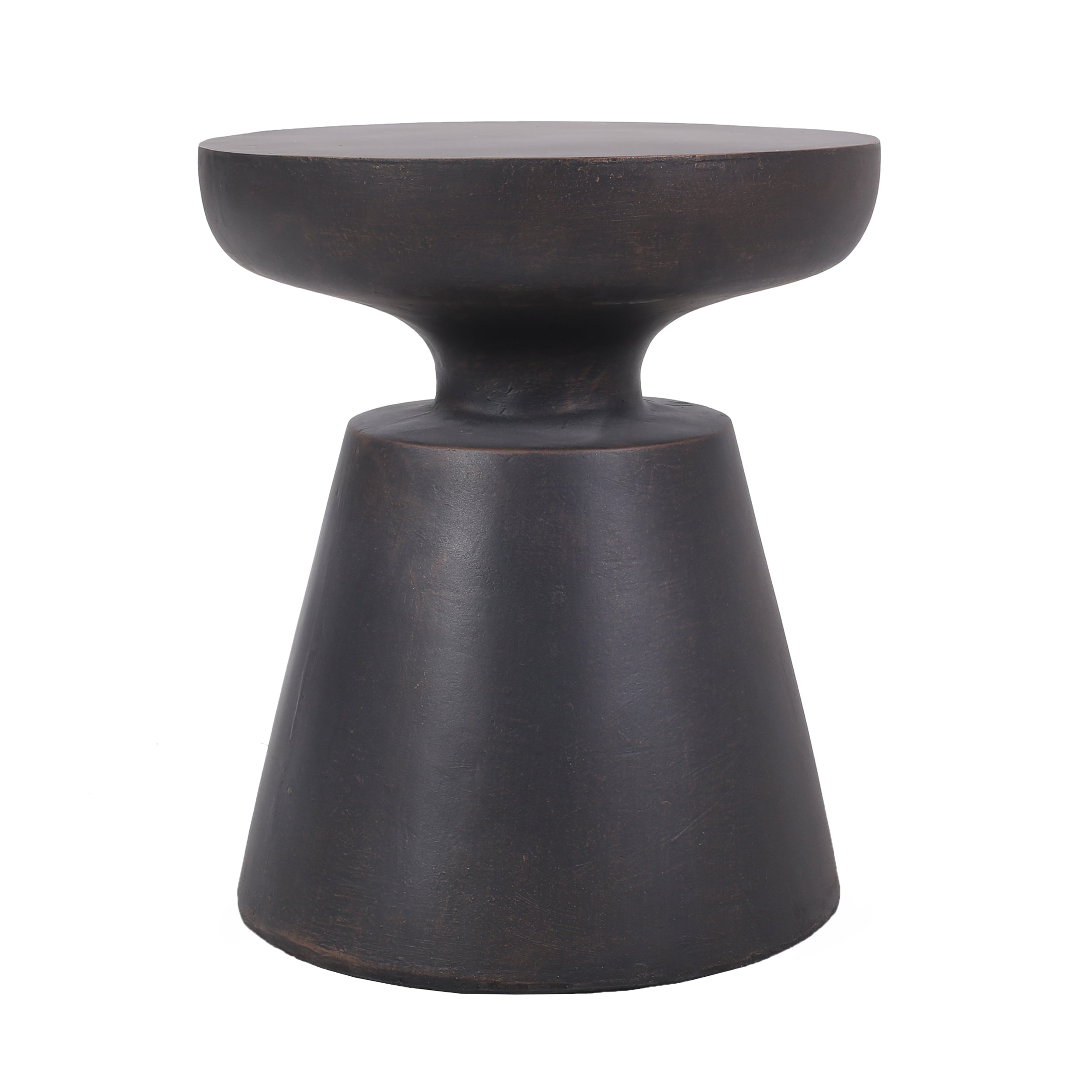 Outdoor Lightweight Concrete End Table with Half-sphere Top, Copper