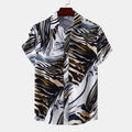 Abstract Tiger Print Short Sleeve Button-Up Shirt