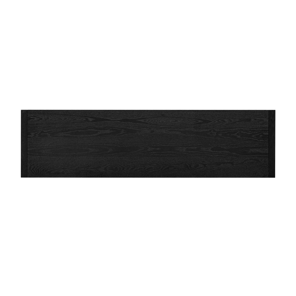 U_Style 60' 3-Door Sideboard with 3 Drawers - Modern Solid Ash Veneer MDF Sideboard, Semi-Open Shelf & Center Semi-Circular Cutout in Back Panel, Large Storage Cabinet for Living Room, Hallway, Dining
