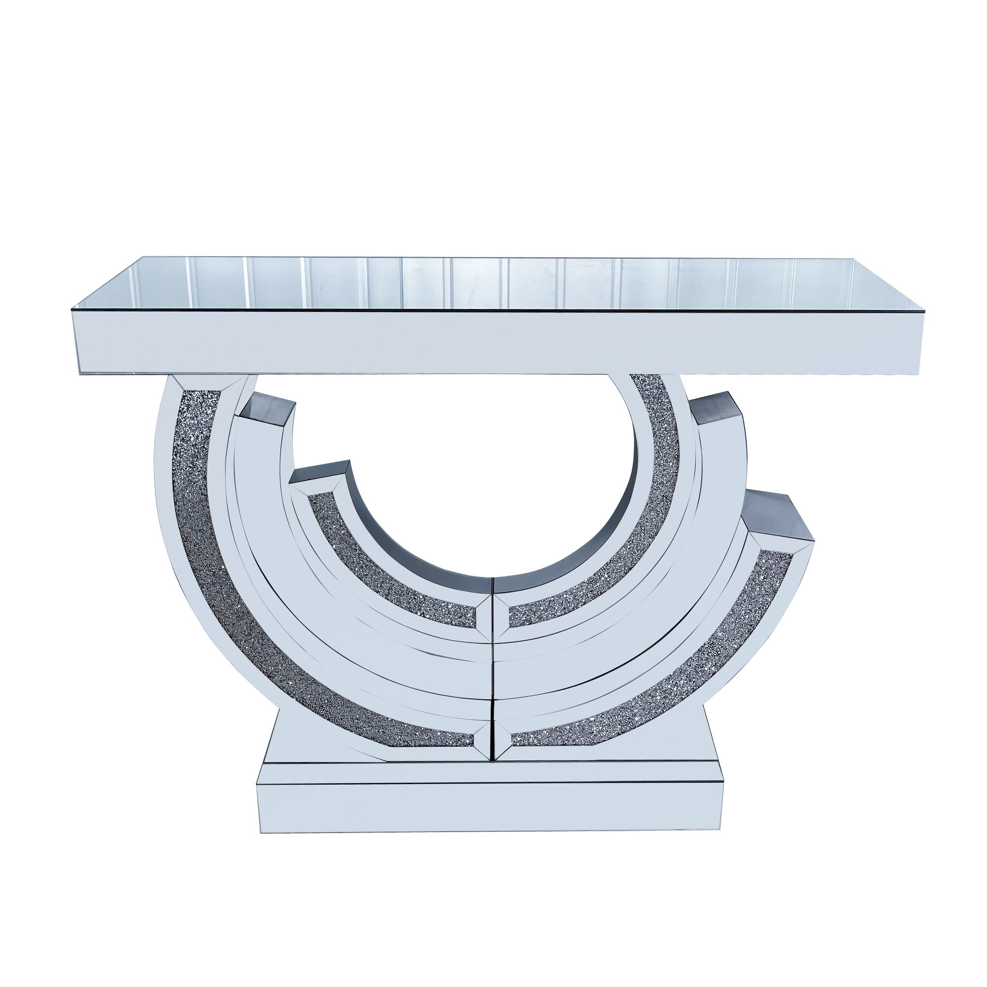 3C Shaped Crushed Diamond Hallway Table For Hotel Mirrored Centre Diamond Console Table For Living Room