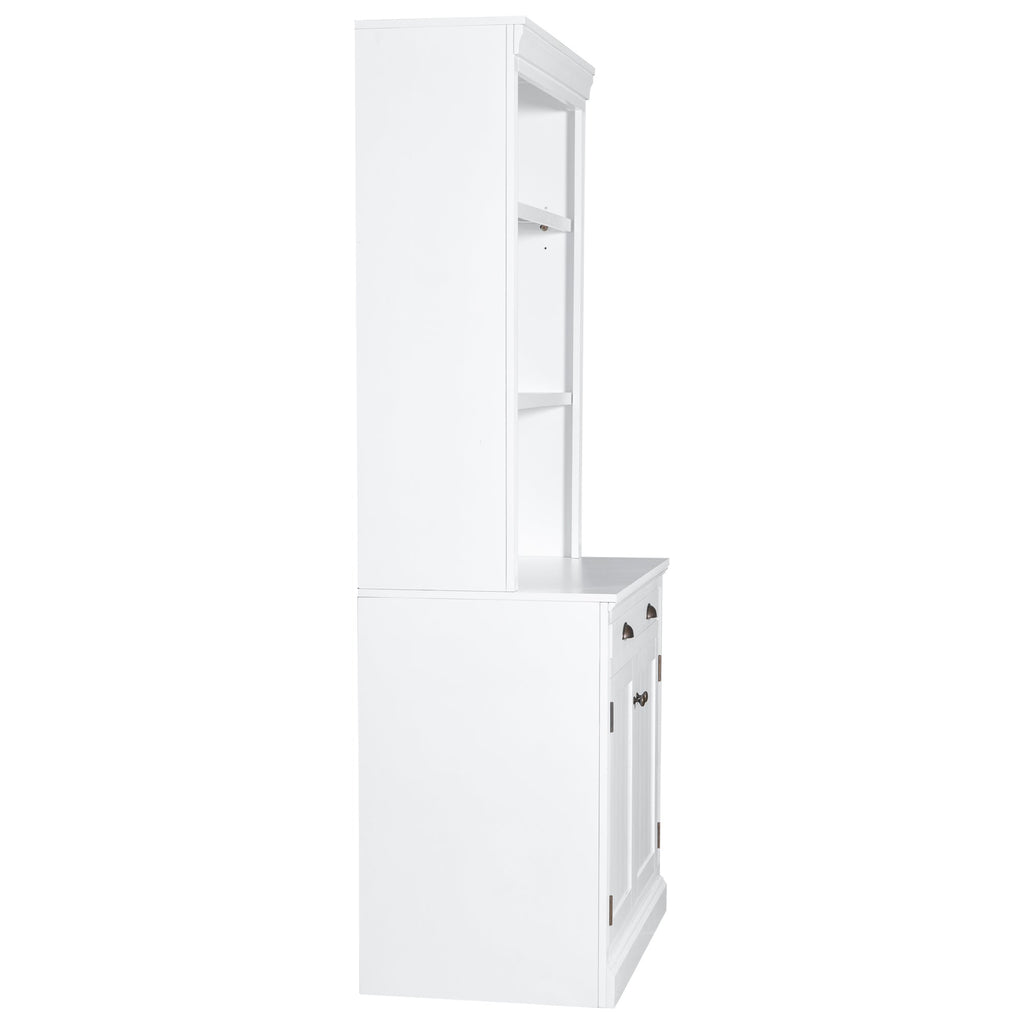83.4"Tall Bookshelf Suite, Modern Bookcase Suite with LED Lighting,Doors and Drawers,2-Piece Set Storage Bookcase with Open Shelves for Living Room,Home Office,White