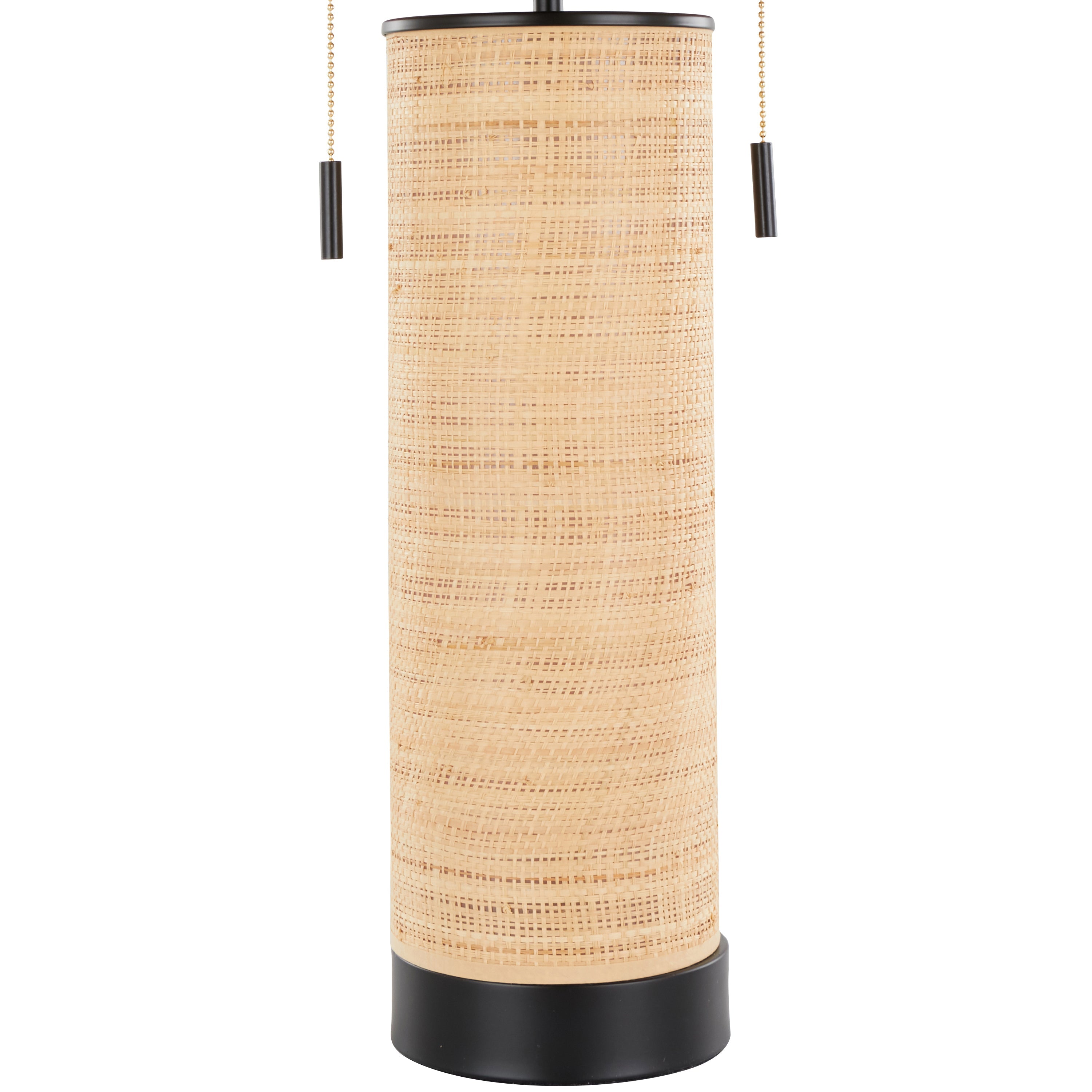 Cylinder Rattan 29' Contemporary Rattan Table Lamp in Black Metal and Natural Rattan from Grandview Gallery by LumiSource