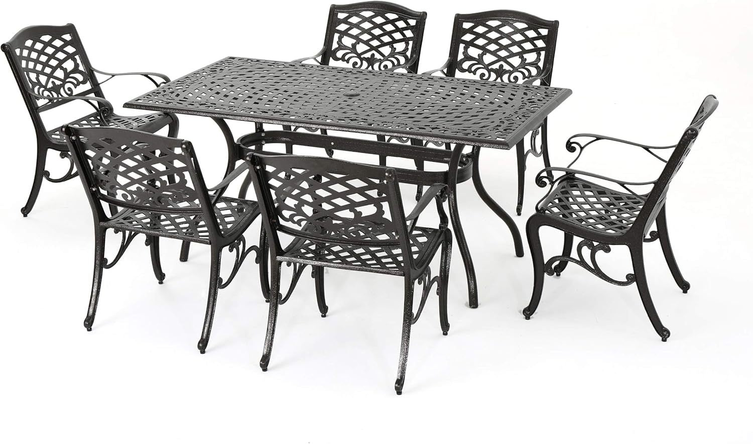Ravenna 6 - Person Metal Patio Dining Set with Rectangular Table