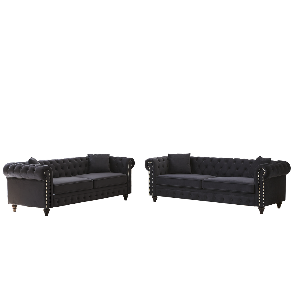 FX 3 Seats + 3 Seats Combo Sofa Modern living room sofa with solid wood frame and wooden feet, 4 cushions, apartment sofa furniture for living room, living room, office