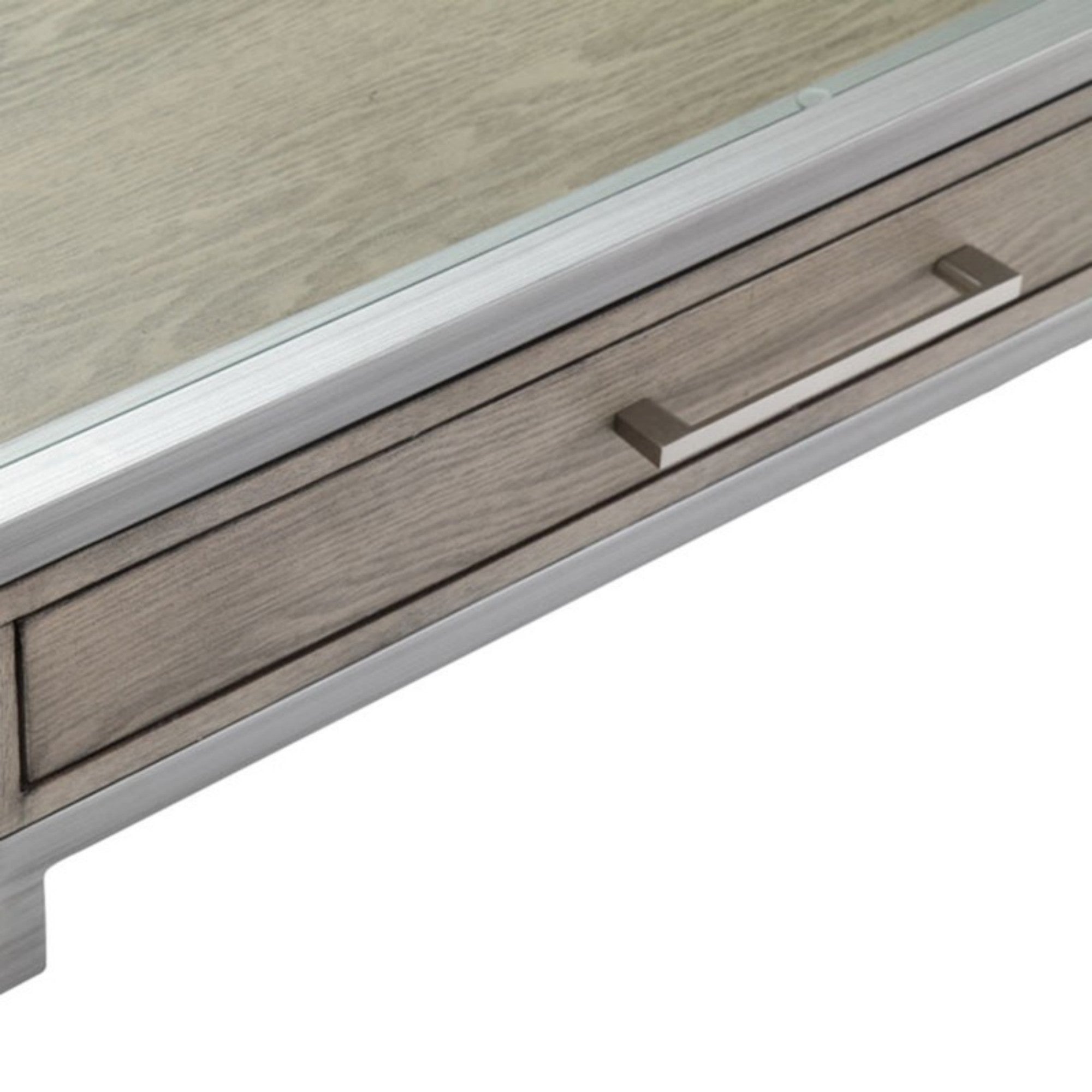 Adela Writing Desk Contemporary Style Silver Finish Metal and Tempered Glass 48 x 24 Inches