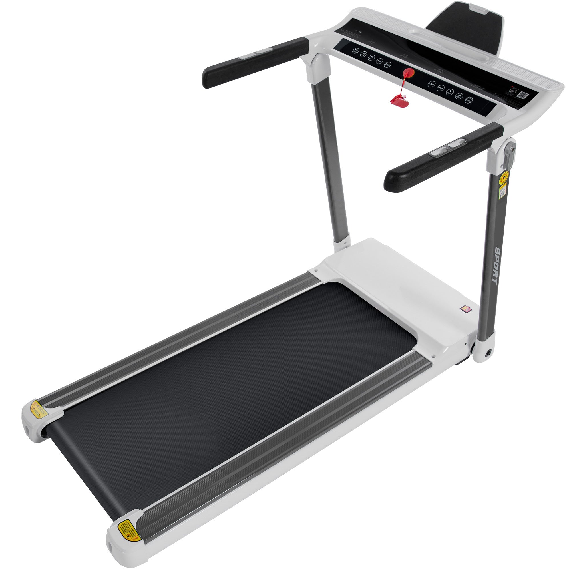 FITIME Portable Compact Treadmill with Electric Motorized 3.5HP, Bluetooth Speaker, White Metal, Medium Size