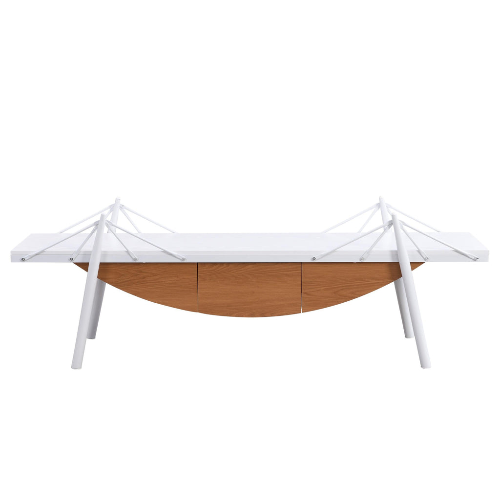 Sailboat-Shaped TV Stand, 70.87 inch Modern Entertainment Center with Drawer, MDF Wood Media Console Table, Unique Nautical Design, Sturdy Metal Support, Storage Cabinet for Living Room and Office