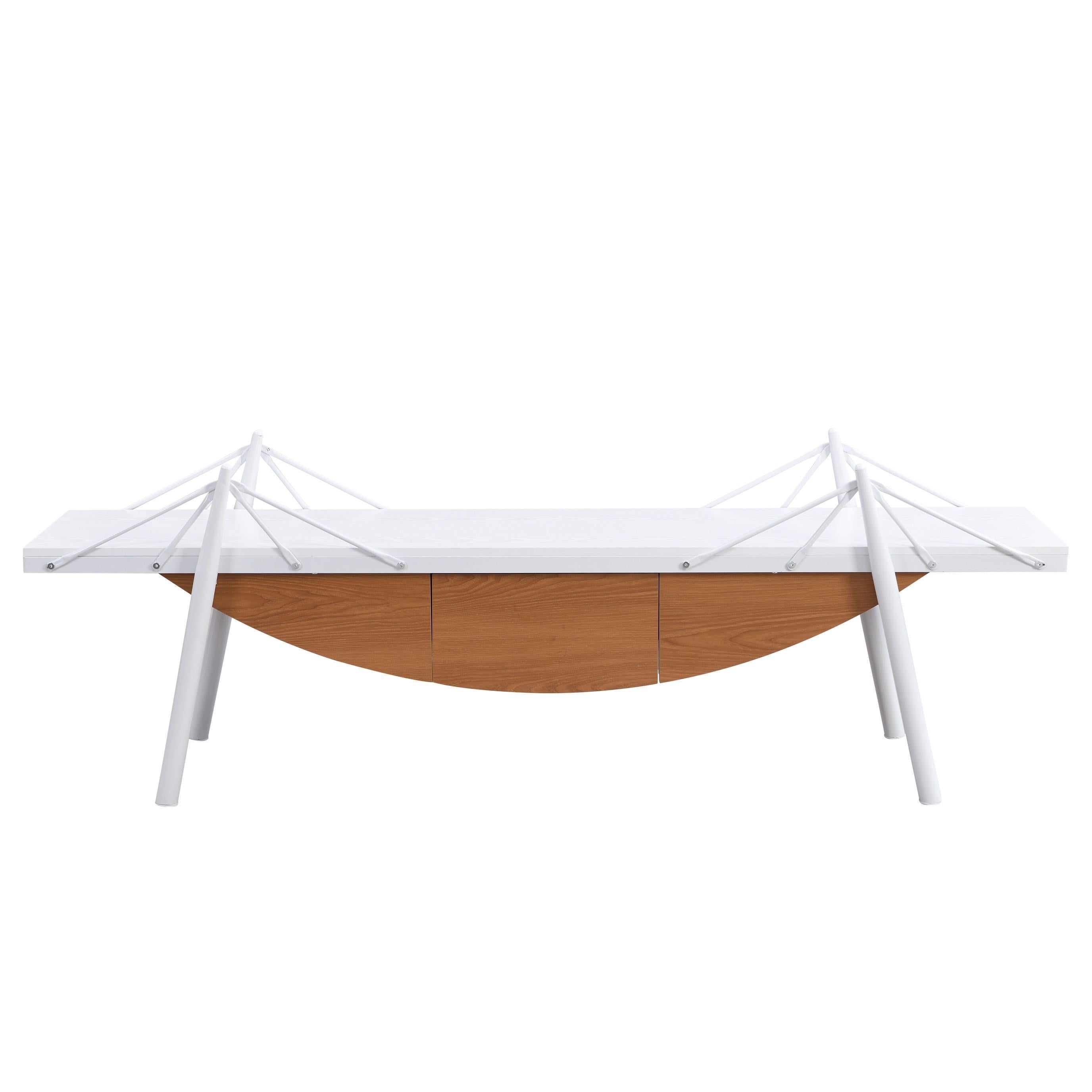 Sailboat-Shaped TV Stand, 70.87 inch Modern Entertainment Center with Drawer, MDF Wood Media Console Table, Unique Nautical Design, Sturdy Metal Support, Storage Cabinet for Living Room and Office