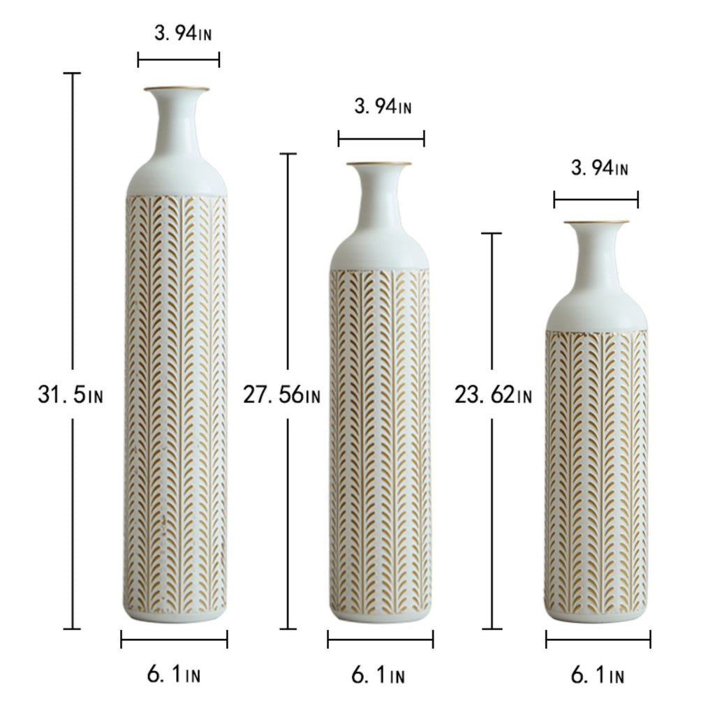 Floor Metal Vase Modern Style Decoration Home White Metal Vase 3-piece Set Gorgeous Home Decoration Large Glazed Metal Vase