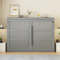 Queen Size Murphy Bed Wall Bed Modern design with LED Lights,Gray(OLD SKU:LP100973AAE)